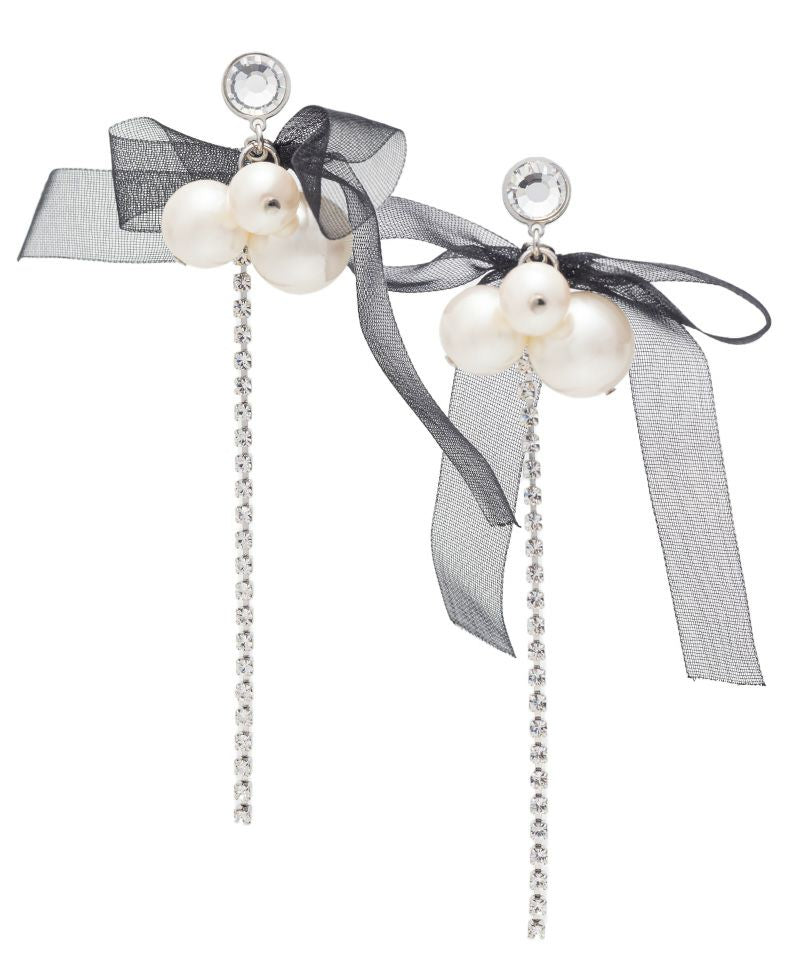 シフォンリボン×パールチェーン -シルバーブラック- ※4/9~15迄に順次発送予定