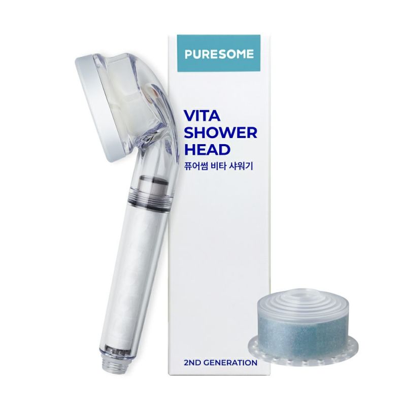 【デビューセット】puresome第二世代Vシャワーヘッド+ピュアフィルター+ビタフィルター×3 パシフィックオーシャン ※4/9~4/15頃より順次発送予定