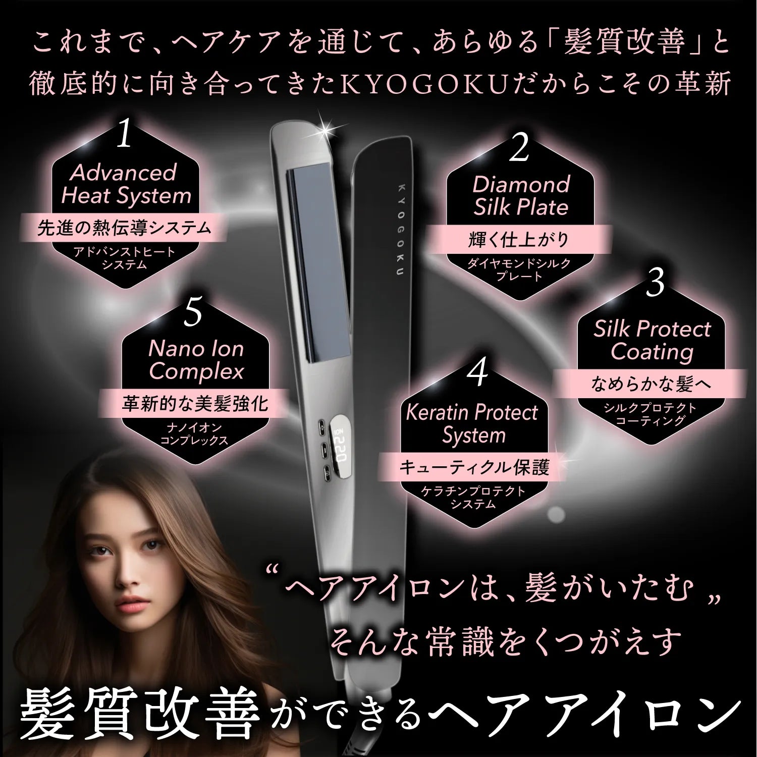 【KYOGOKU ★豪華特典付き】ナノシルクケラチン ストレートアイロン ※11/12〜18より順次配送