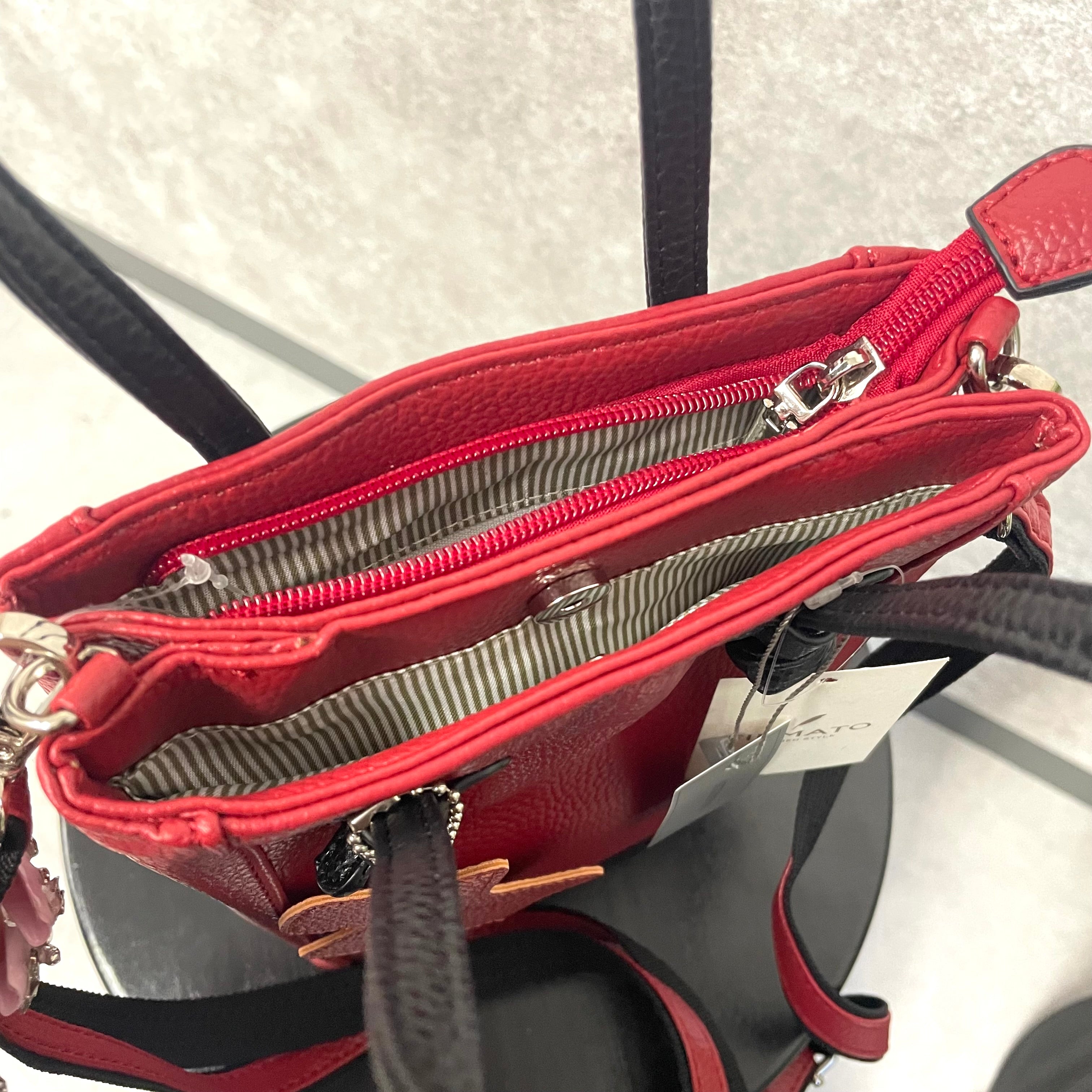 【百貨店商品🌟牛革】トップハンドルスクエアショルダー -レッド- ※3/5~3/11より順次発送予定