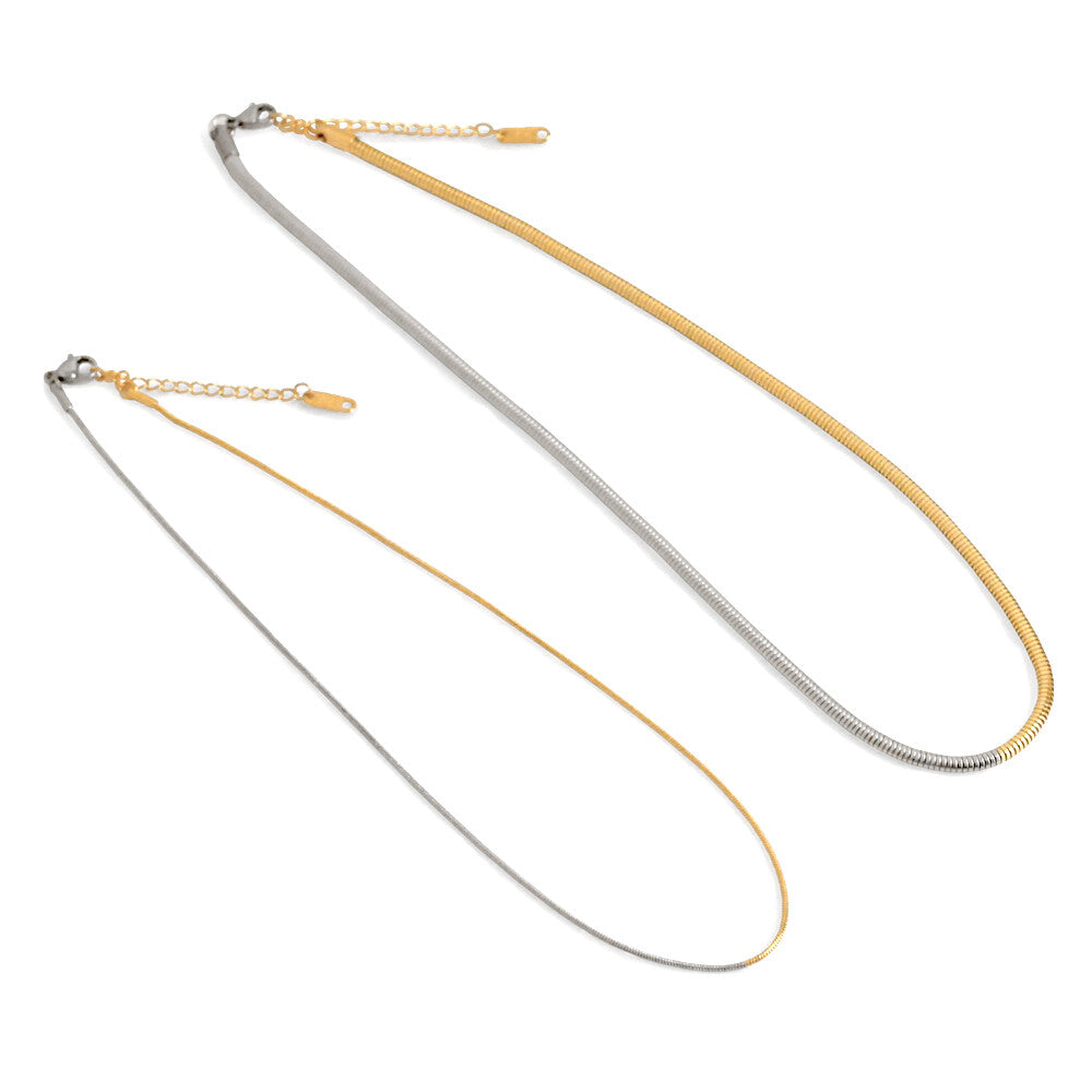 コンビカラーステンレススネークチェーンネックレス Aタイプ ※7/2-8迄に順次発送予定