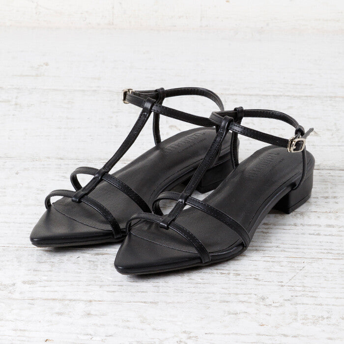 ポインテッドトゥストラップサンダル -ブラック- ※6/18〜24迄に順次発送予定