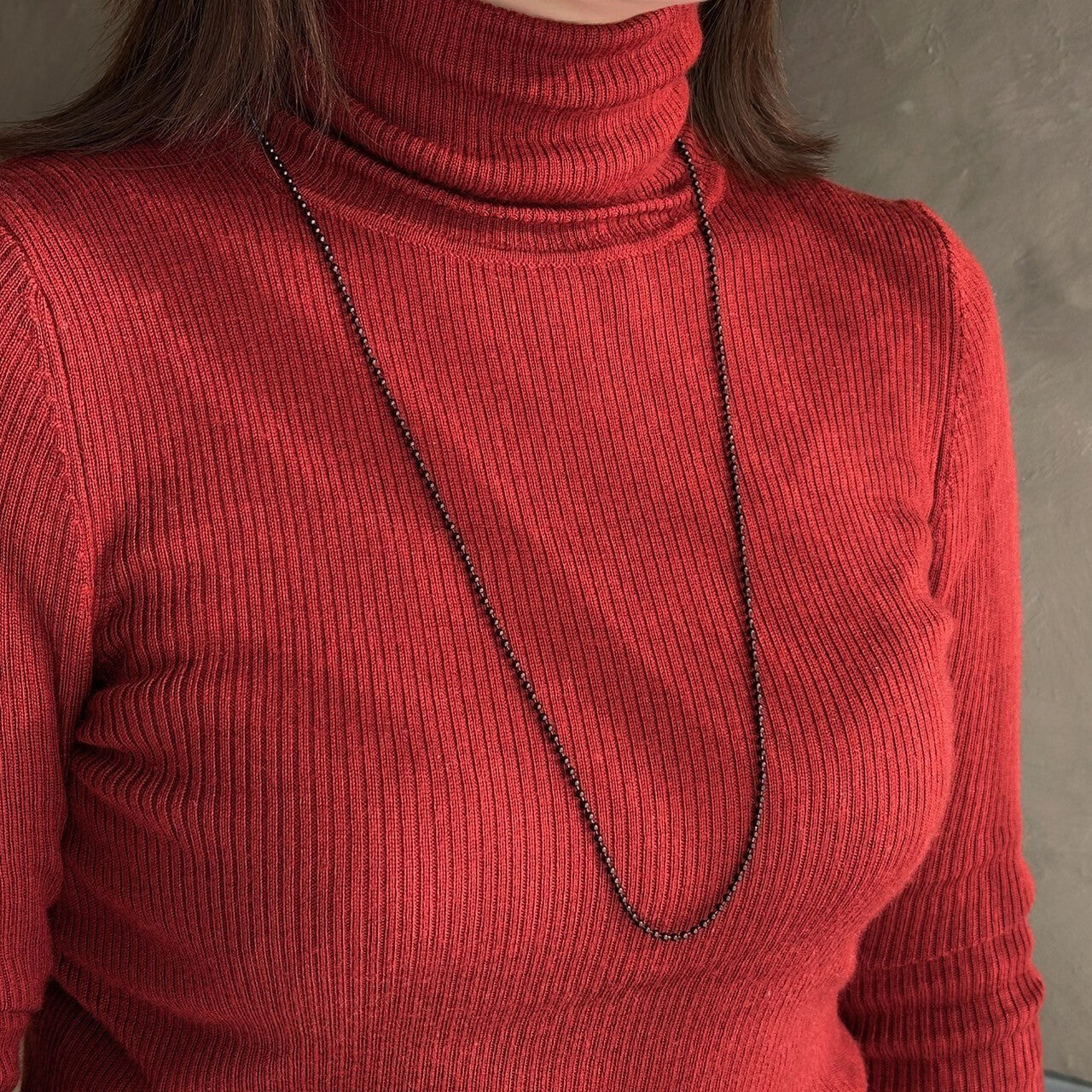 ロングボールチェーンネックレス -ブラック- ※7/16-22迄に順次発送予定