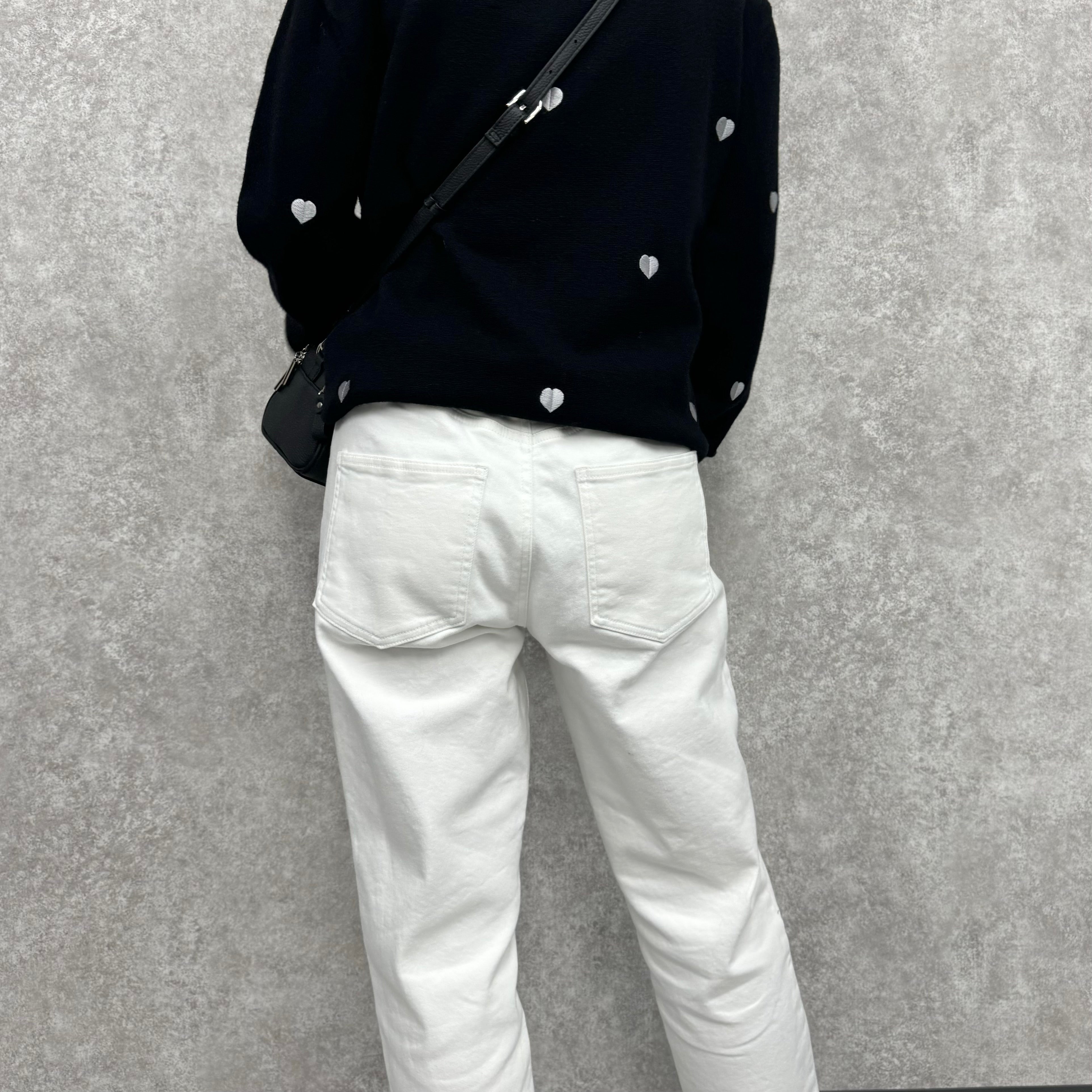 【PRIORITY】デニムパンツ オフホワイト 裏起毛 38サイズ ※9月下旬より順次発送予定