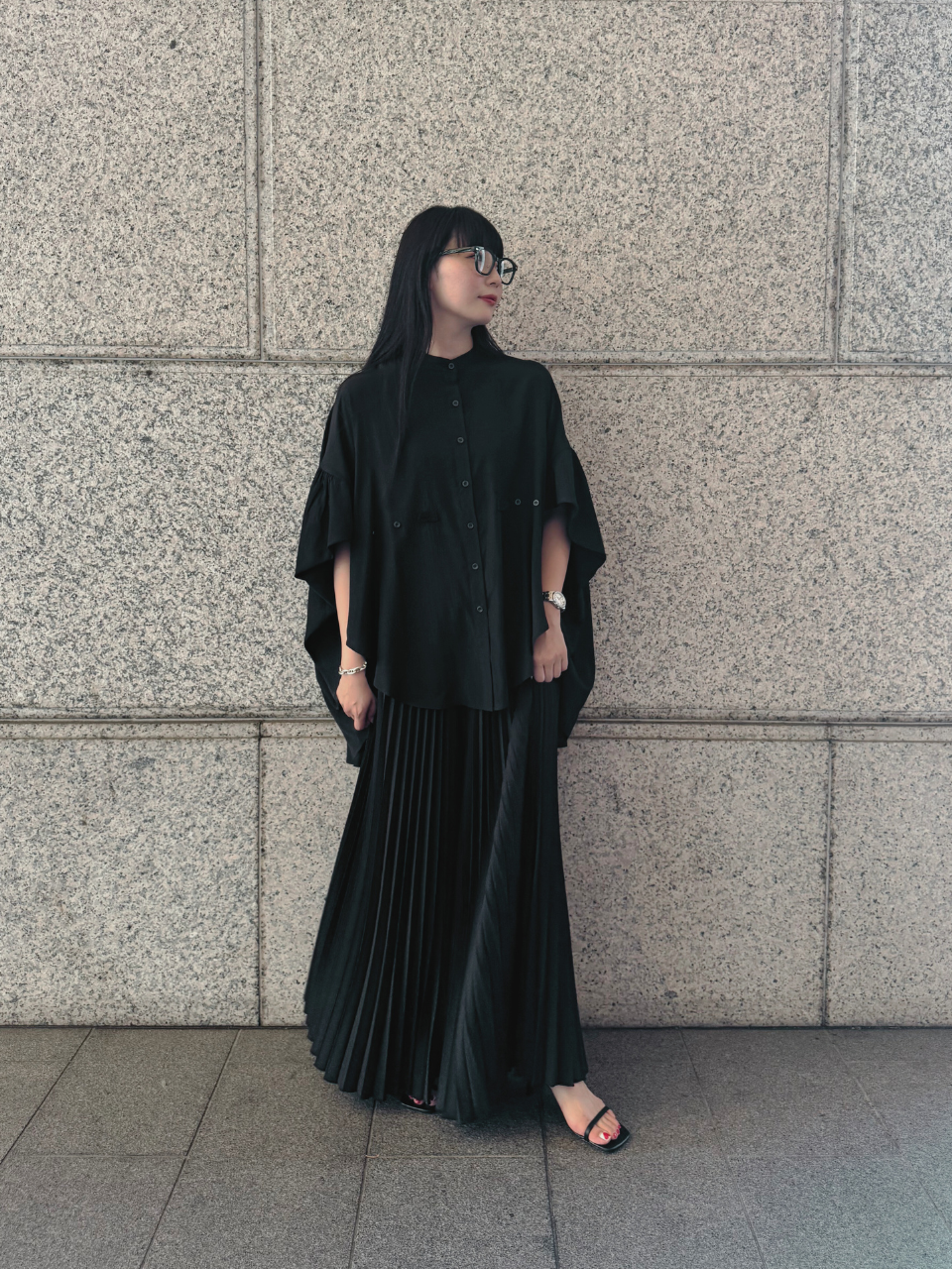 【ASYMM】COCOON FLOW SHIRT -black- ※7/28〜8/1迄に順次発送