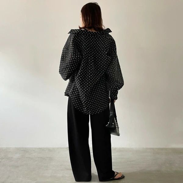 リボン付きオーガンジーシャツ -ブラック- ※7/2~7/8迄に順次発送予定