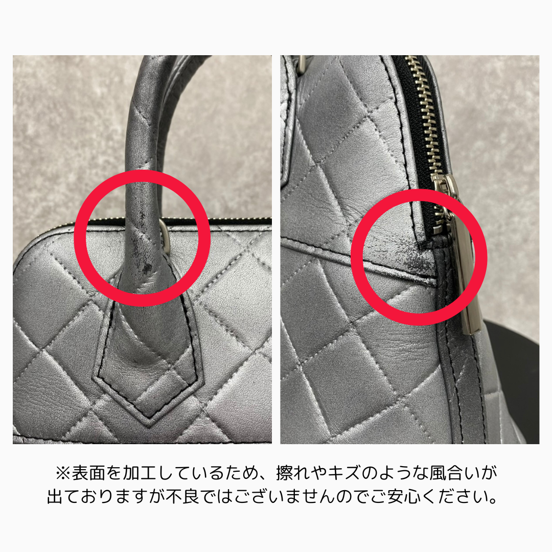 【M.U.L.】ラウンドトートS クラッキングシルバー キルティング型押し/レザーショルダー -ラインなし- ※12/17〜事務所より順次発送