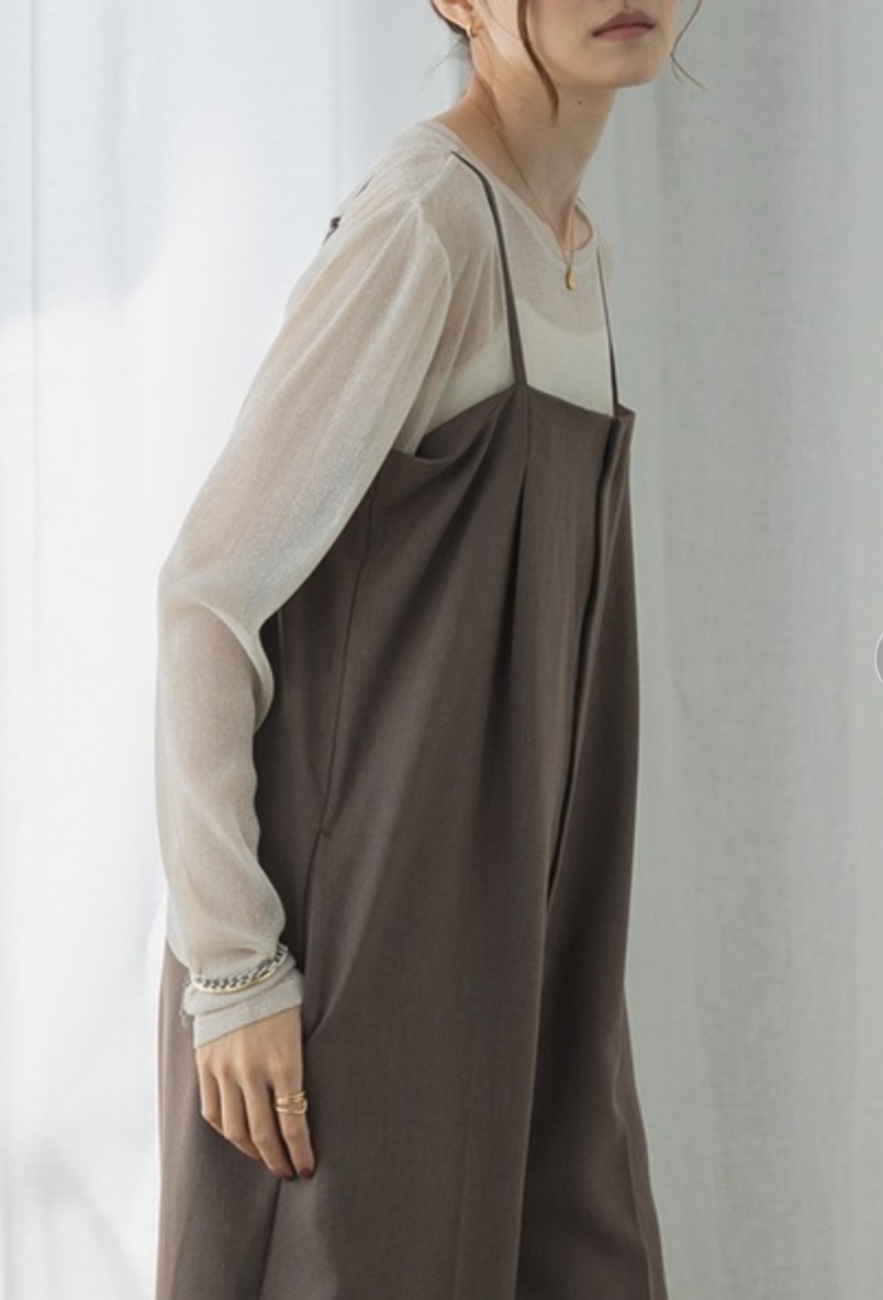 【hunch】サロペットタックパンツ -ブラウン- ※9月中旬より順次配送予定