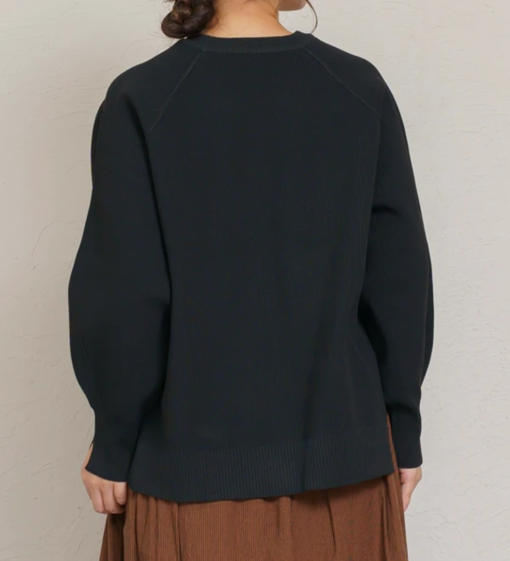 畦編みニットプルオーバー -ブラック- ※12/24〜30頃より順次発送予定