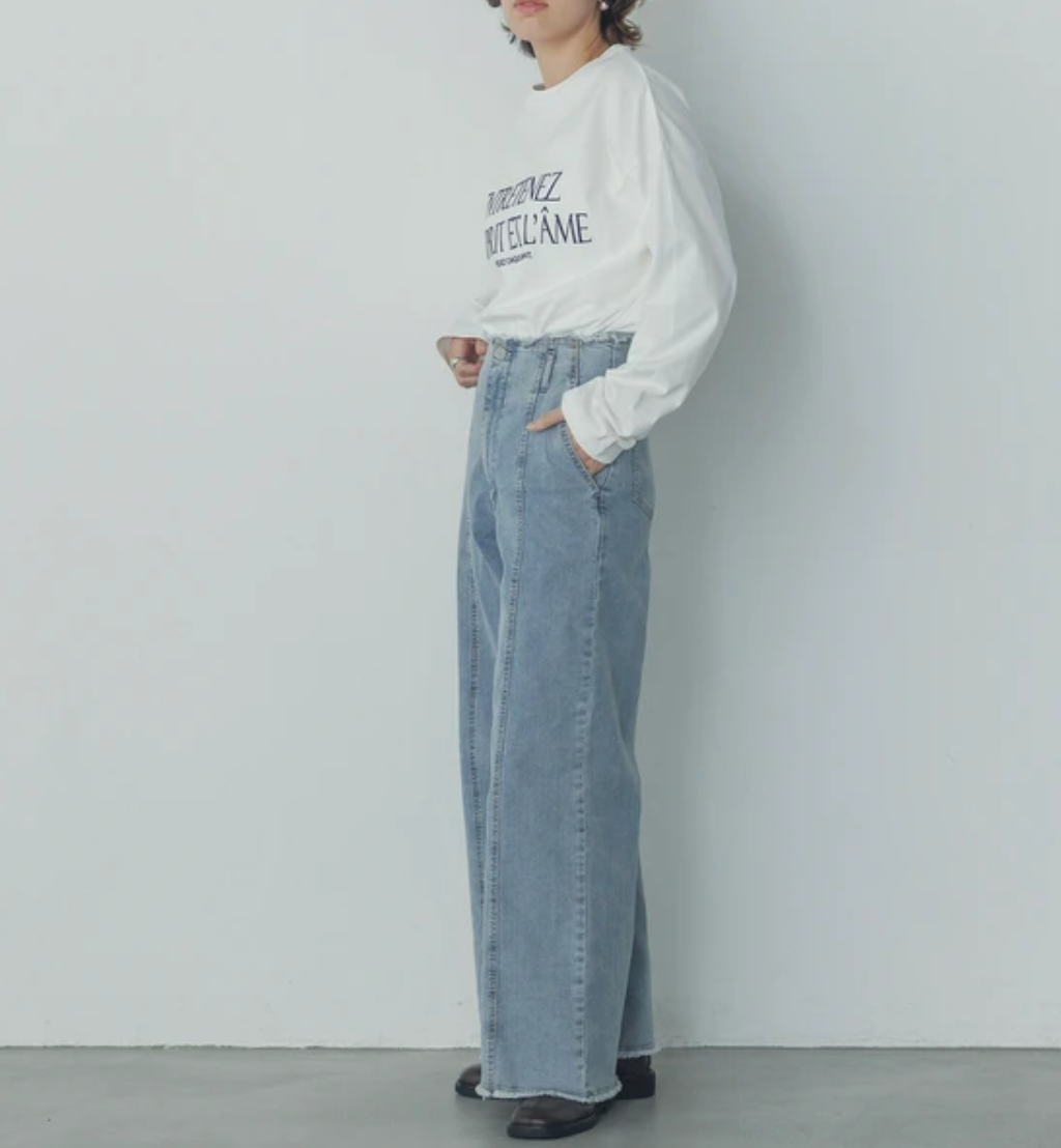 【hunch】USAコットン天竺 フロッキープリントロンT -オフホワイト- ※3月26日~4月1日迄に順次発送予定