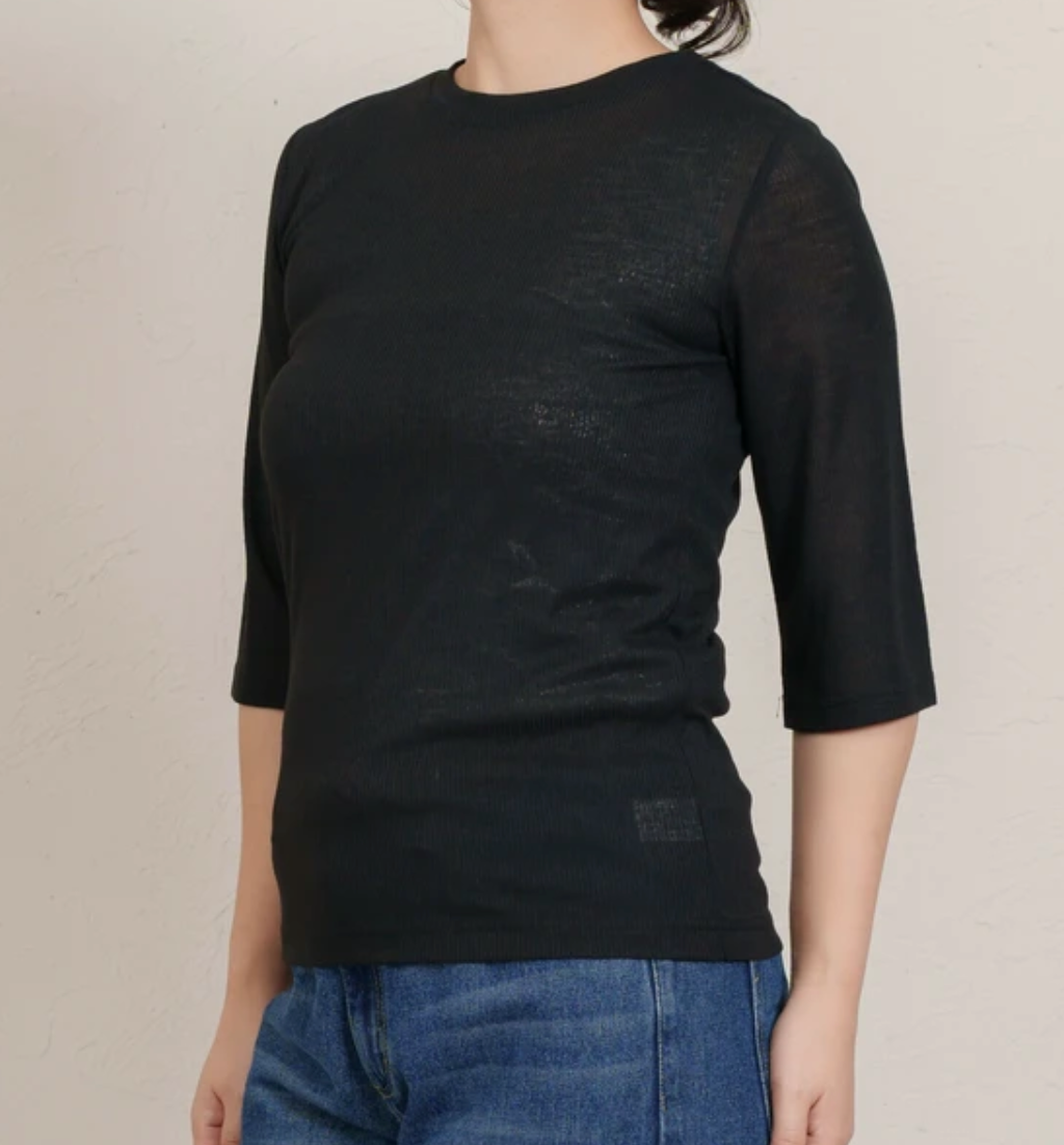 シアーリブ5分袖Tシャツ -ブラック- ※7/30〜8/5迄に順次発送予定