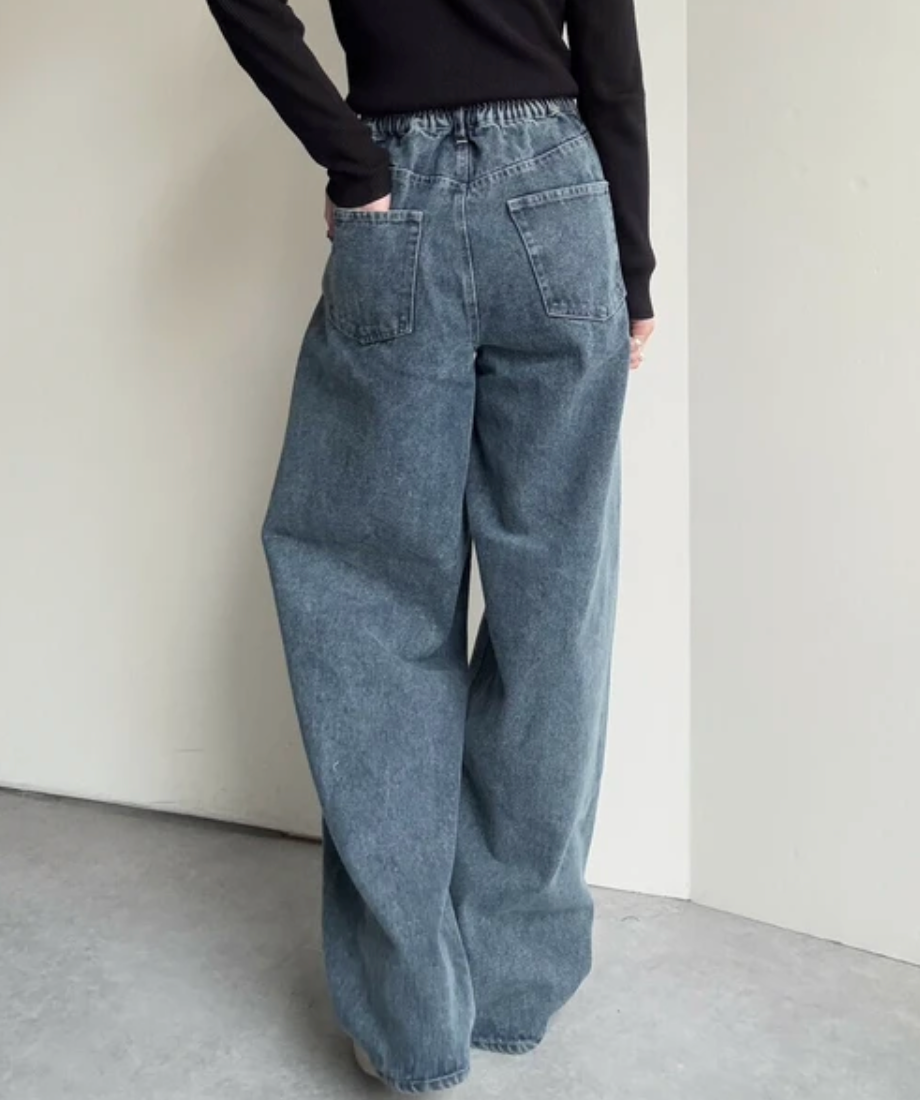 【2025春夏新作】デニムカーブパンツ/バレルパンツ ブルー※4/23~4/29迄に順次発送予定
