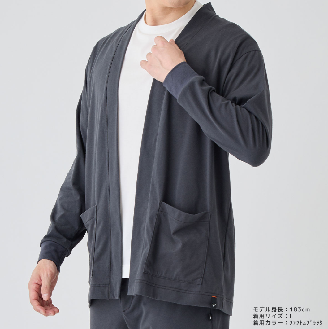 【羽織るだけ🧥】 VENEX リカバリーデイズ ロングカーディガン メンズ -ファントムブラック- ※4/16-22頃より配送予定