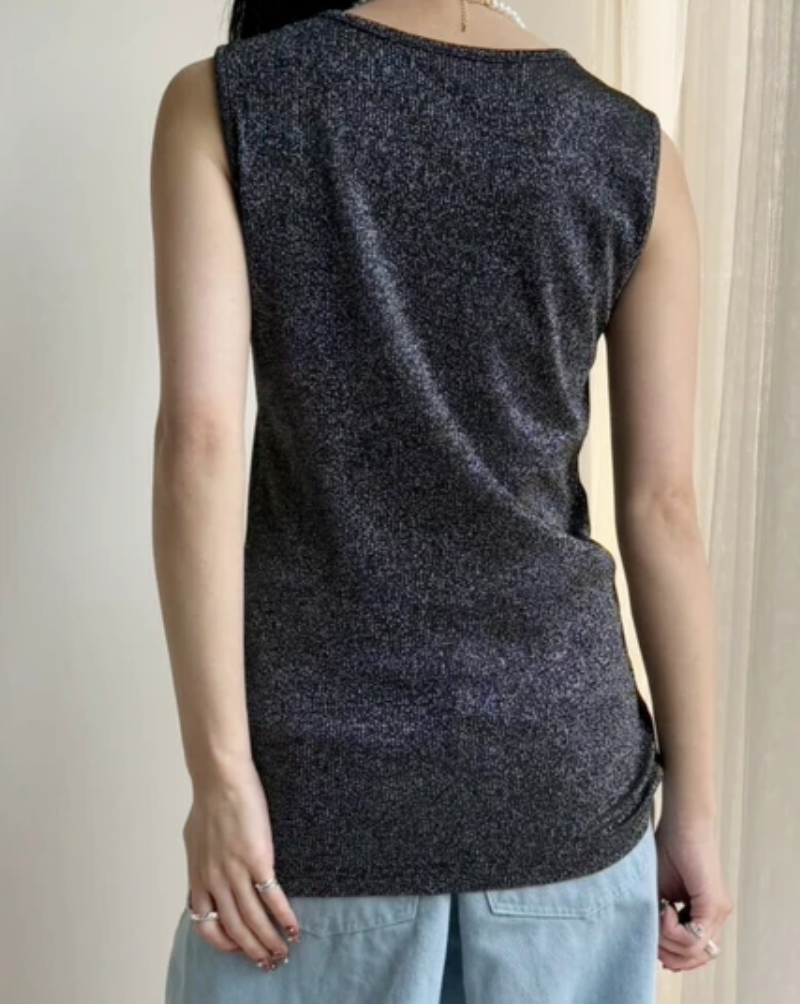 ラメシアーリブタンクトップ -ブラック- ※4/9~15迄に順次発送予定