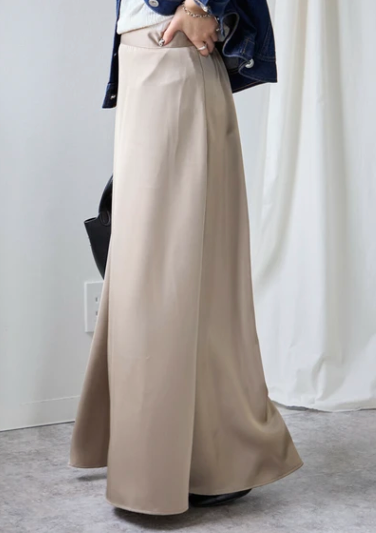サテンナロースカート -グレージュ- ※4/9~15迄に順次発送予定
