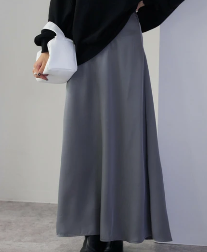 サテンナロースカート -グレー- ※4/9~15迄に順次発送予定