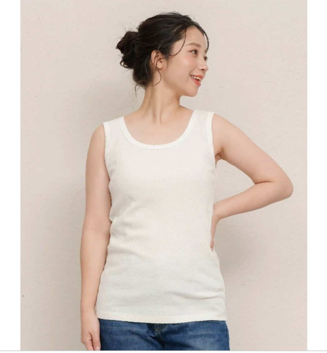 コットンワッフルタンクトップ -アイボリー- ※7/9〜15迄に順次発送予定