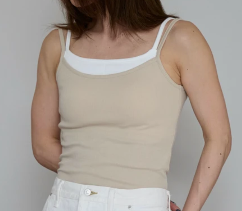 レイヤード風カップ付きキャミソール ベージュ ※7/9〜15迄に順次発送予定