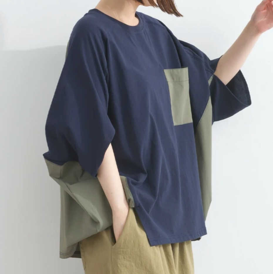 リップストップ天竺ドルマンTシャツ -ネイビー- ※7/9〜15迄に順次発送予定