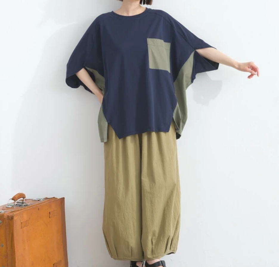 リップストップ天竺ドルマンTシャツ -ネイビー- ※7/9〜15迄に順次発送予定