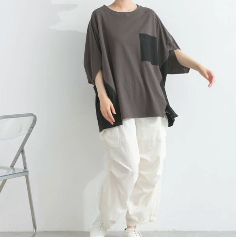 リップストップ天竺ドルマンTシャツ -チャコール- ※7/9〜15迄に順次発送予定