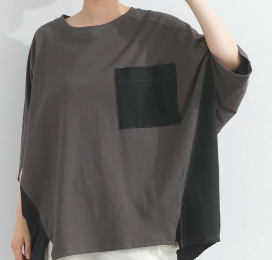 リップストップ天竺ドルマンTシャツ -チャコール- ※7/9〜15迄に順次発送予定