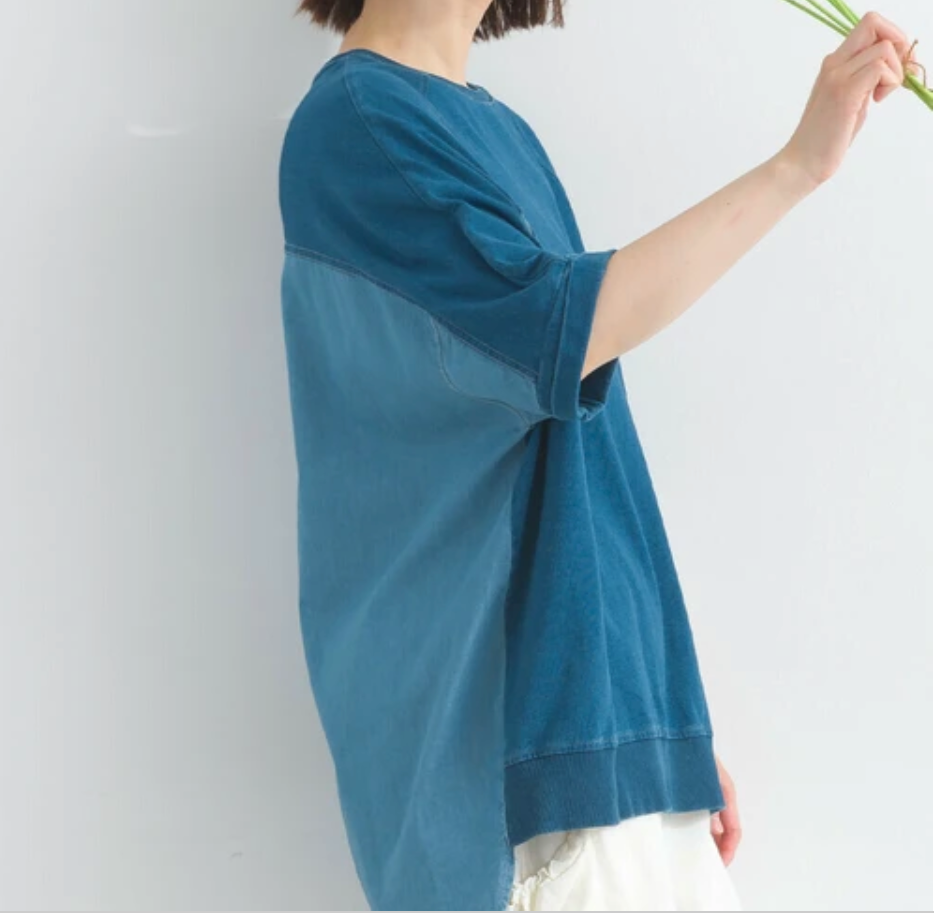 バックシャンデニムTシャツ -ブルー- ※7/9〜15迄に順次発送予定