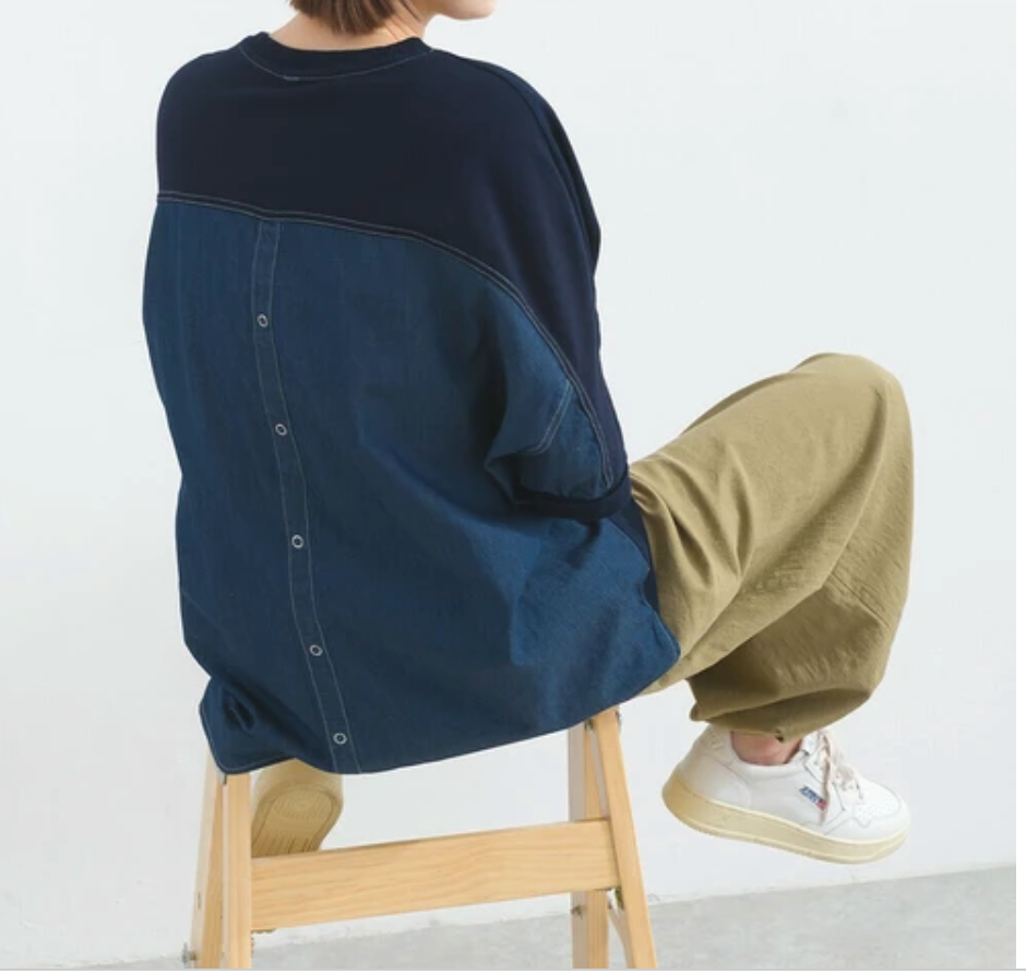 バックシャンデニムTシャツ -ネイビー- ※7/9〜15迄に順次発送予定