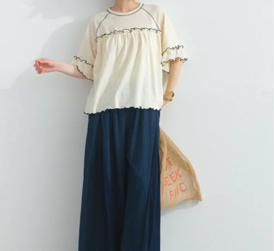 接触冷感 梨地カットソー -アイボリー- ※7/16〜22迄に順次発送予定