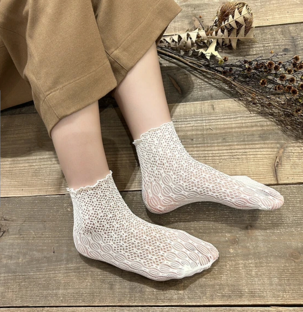 ラッセルレースソックス -アイボリー- ※7/16〜22頃より順次配送