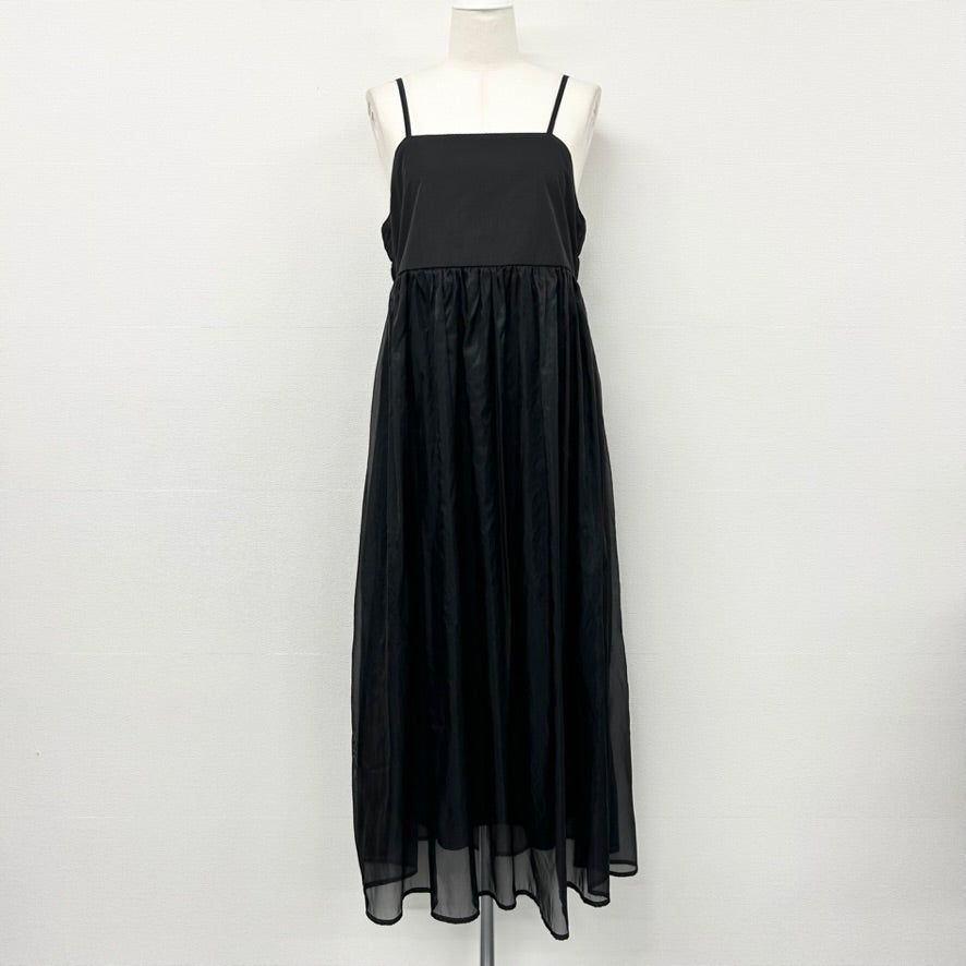 オーガンジー裏地付きキャミワンピース -ブラック- ※1/14-20頃より順次発送予定