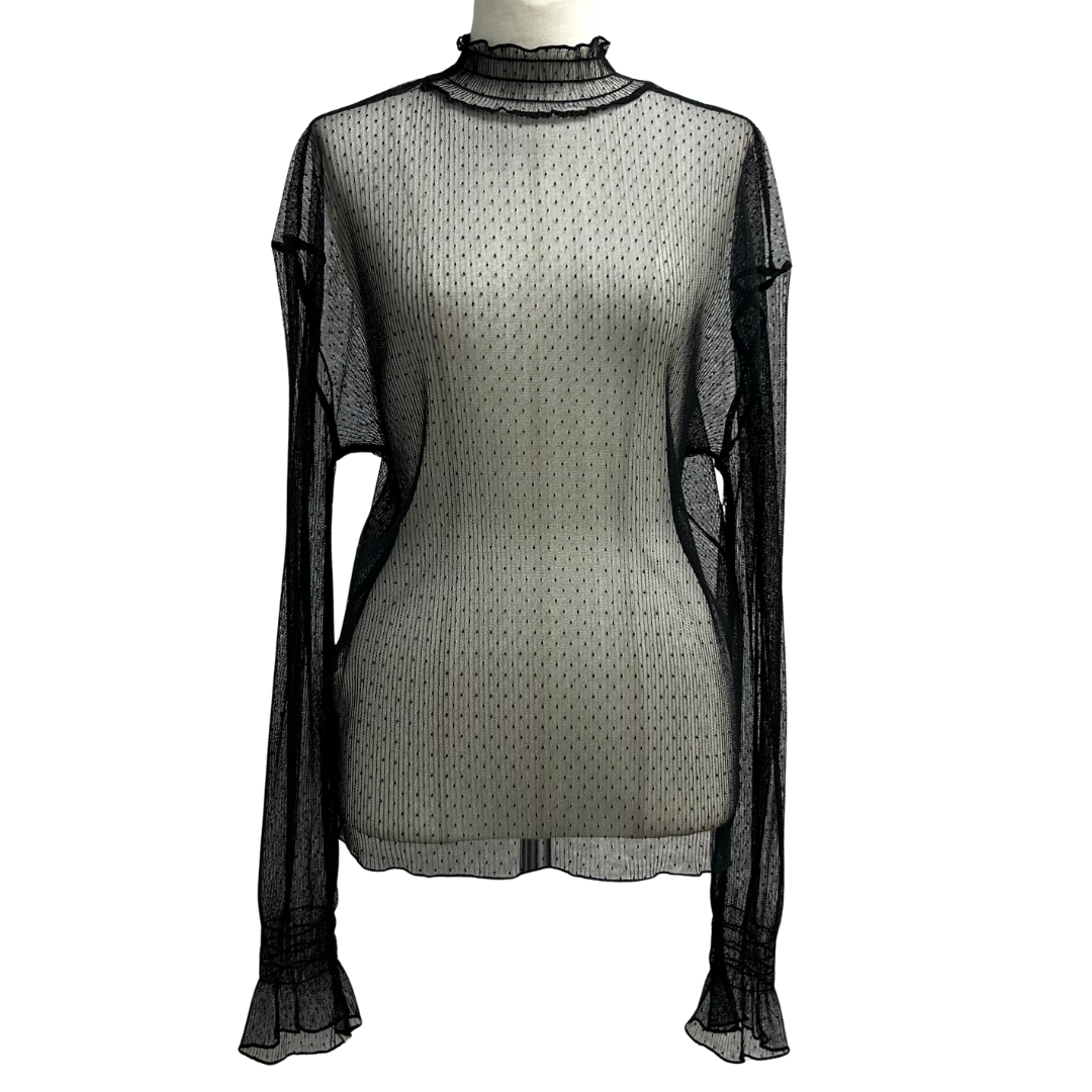 シースルーギャザードットトップス -ブラック- ※4/9~15迄に順次発送予定