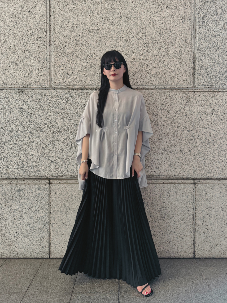 【ASYMM】COCOON FLOW SHIRT -blue gray- ※7/28〜8/1迄に順次発送