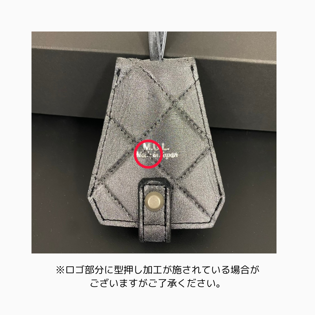 【M.U.L.】レザーキーネックレス クラッキングシルバー キルティング型押し ※12/17〜事務所より順次発送