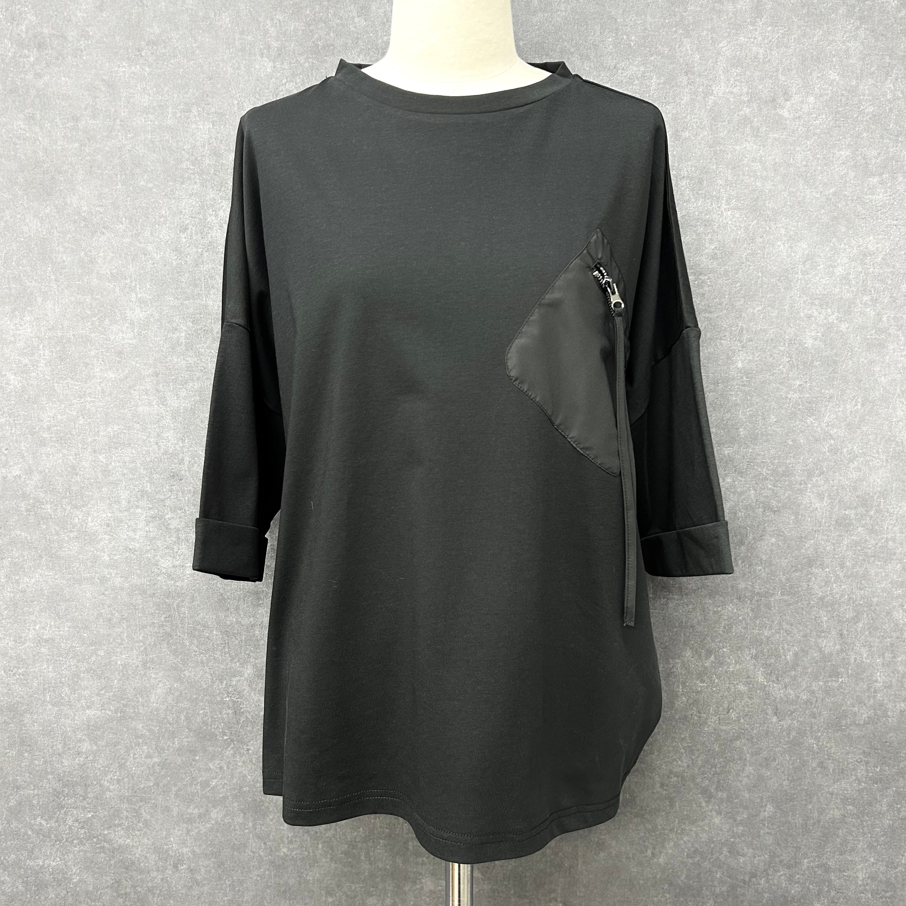 【Ashley &Bros】胸ポッケzip tee -ブラック- ※10/22-28より配送予定