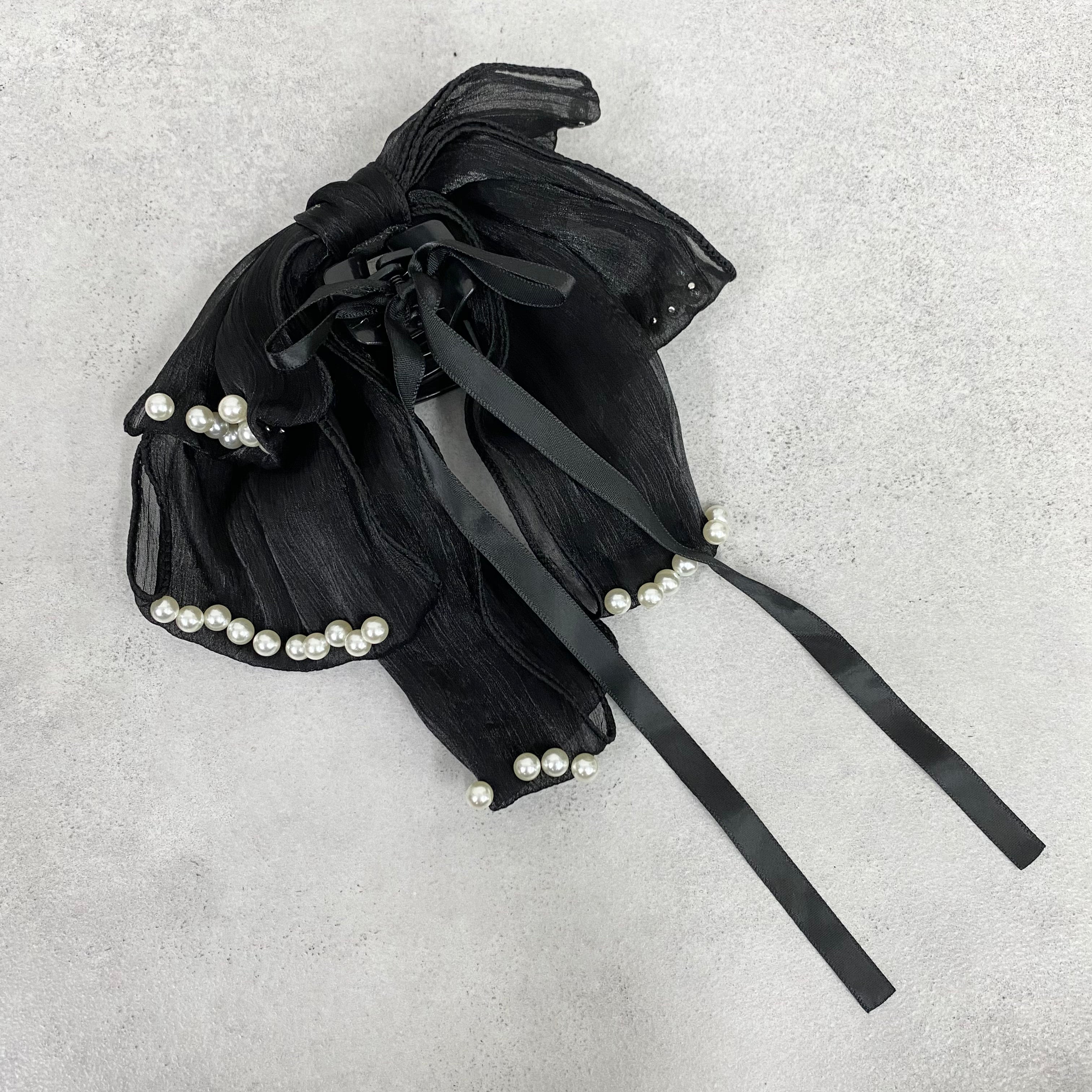 ビックリボンヘアクリップ -パール付き- ※11/5-11で発送