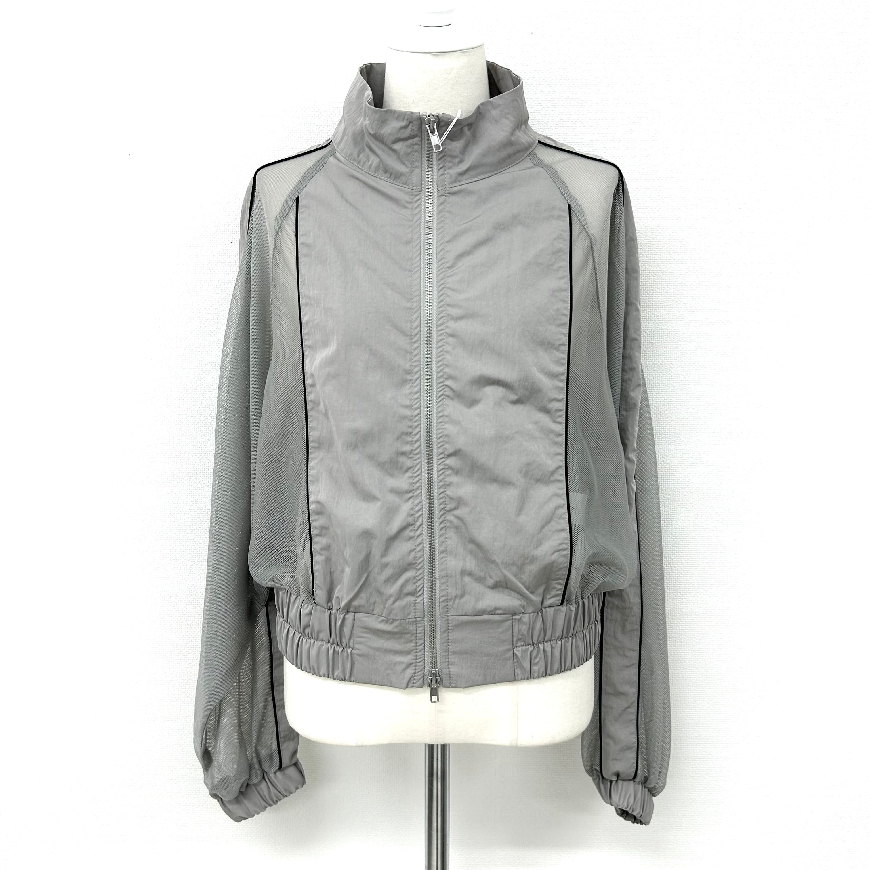 メッシュ配色シアーブルゾン -グレー- ※3/12〜18頃より配送予定