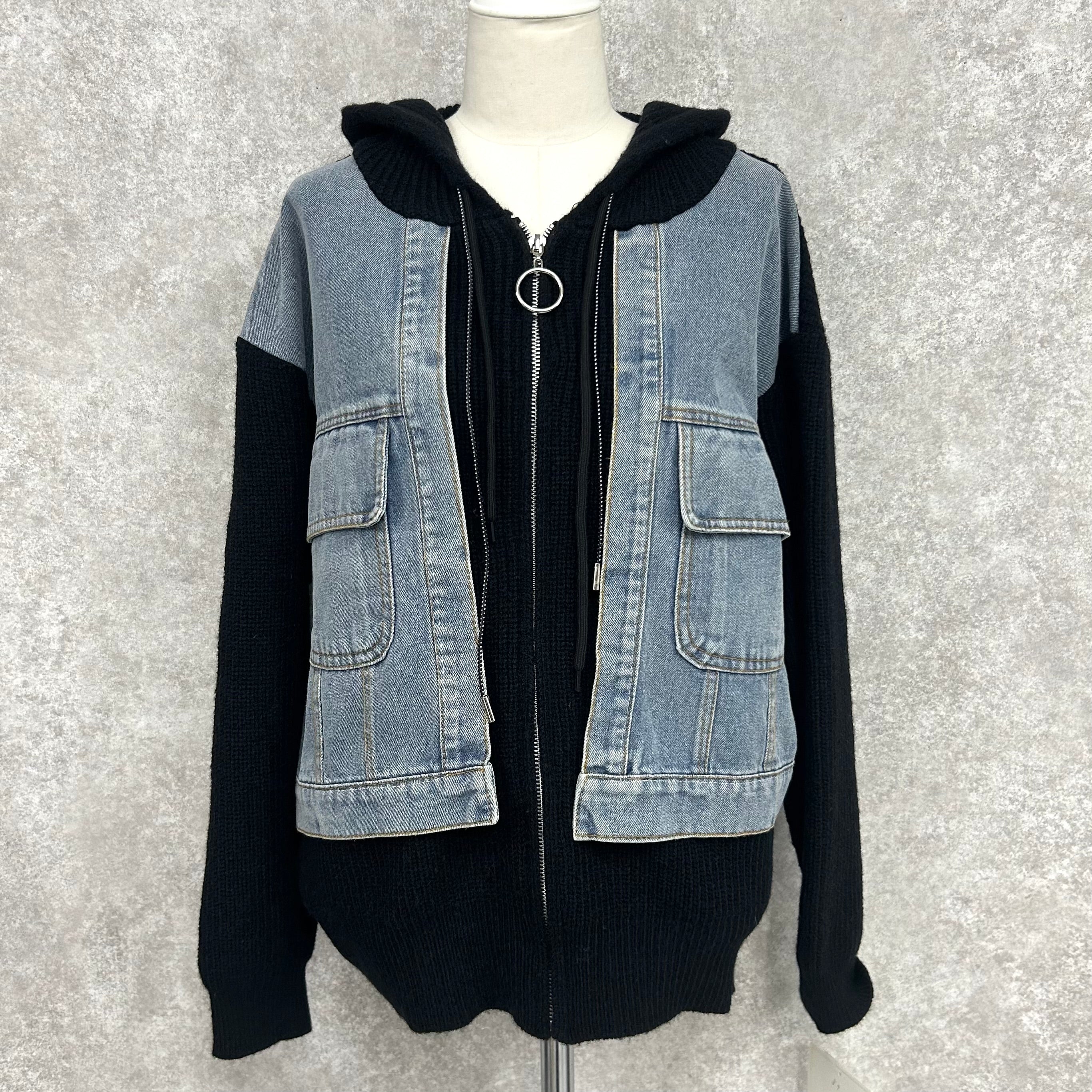 フーディニットデニムブルゾン -ブラック- ※ハンガー納品 ※12/24〜30頃より順次発送予定