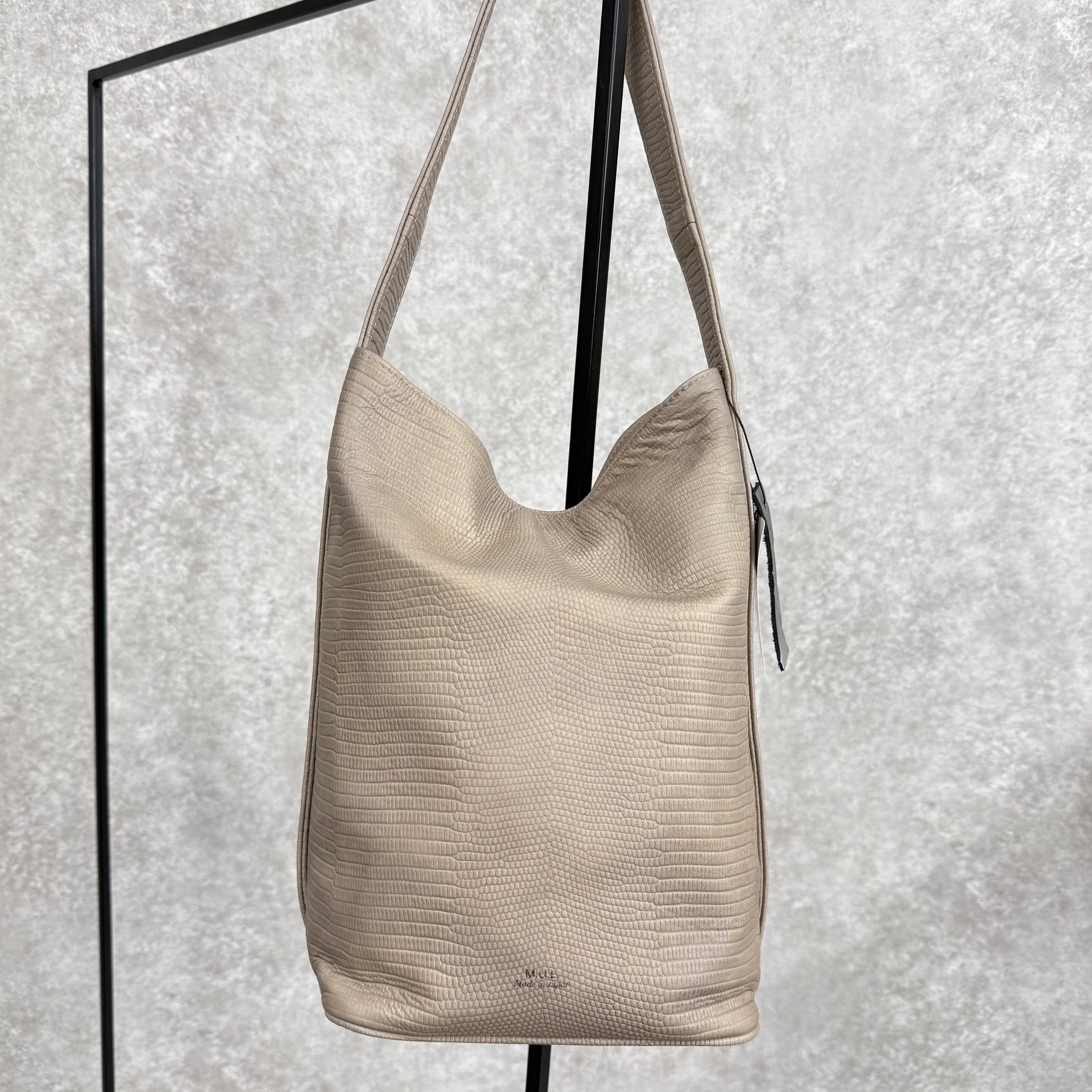 【MUL084】バケットトートS ‐グレージュ- リザード型押し ※7/2〜7/12より事務所から順次発送予定