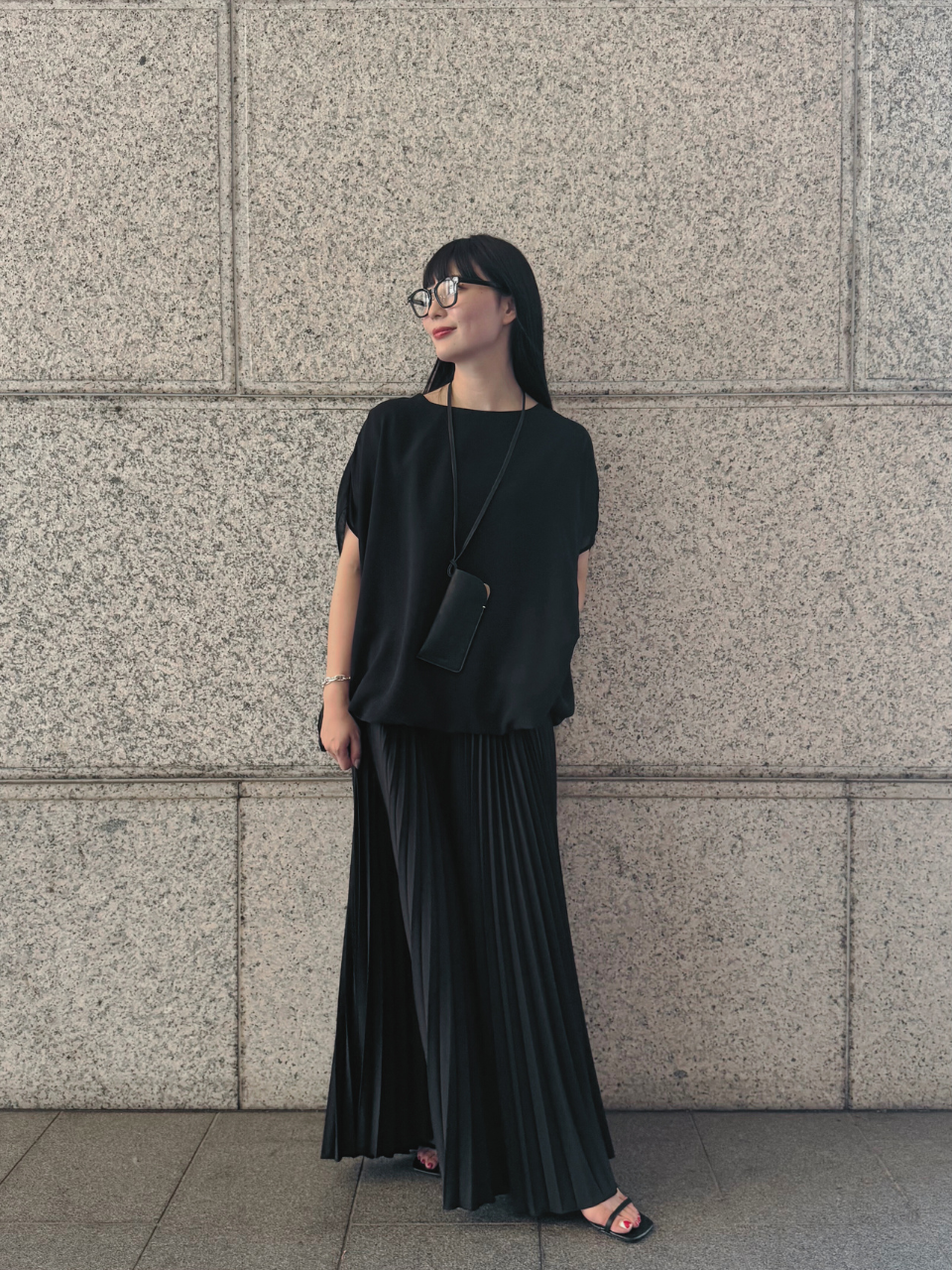 【ASYMM】MISTY CHIFFON BLOUSE -black- ※7/28〜8/1迄に順次発送