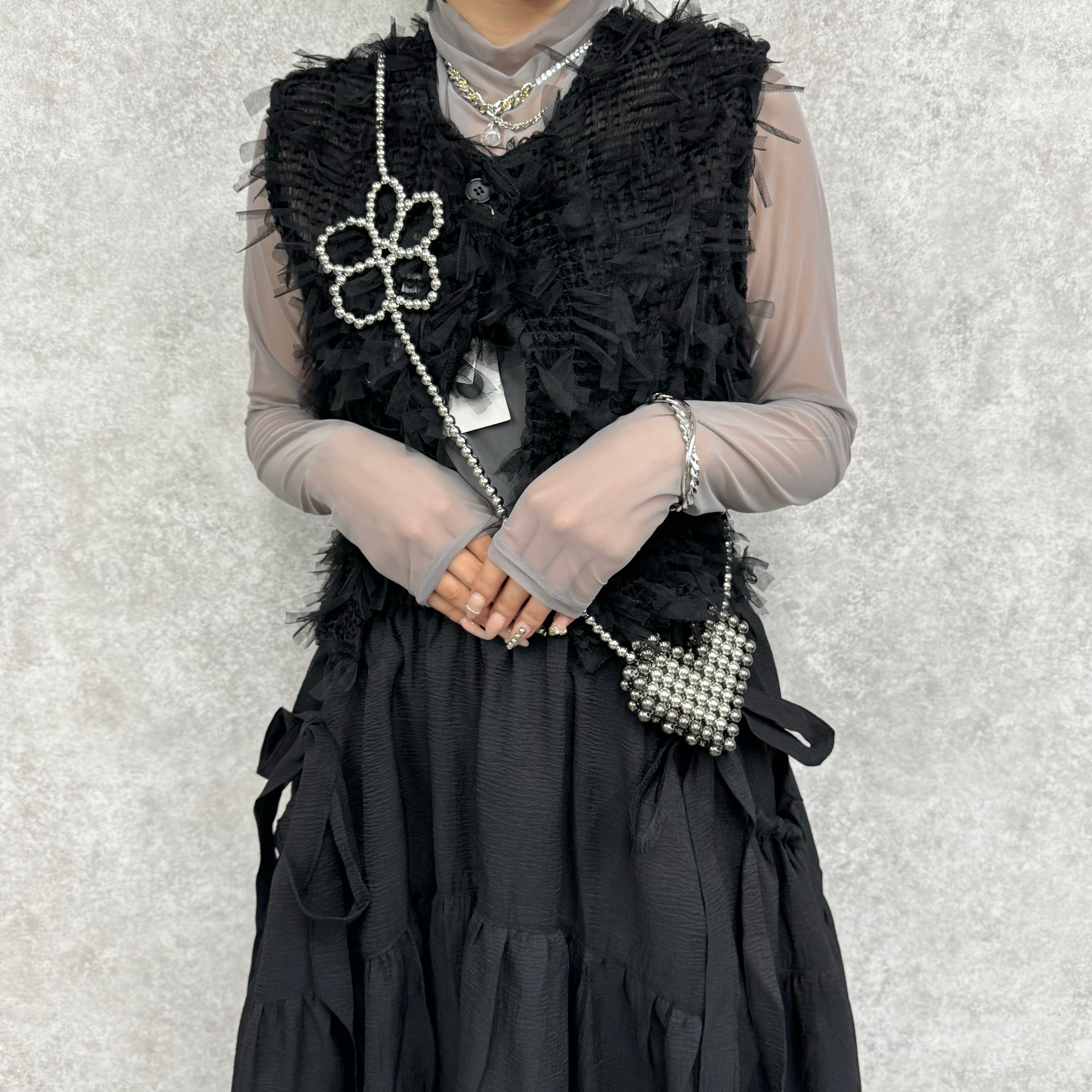 メッシュボトルネックロンT -グレージュ- ※ 9/17~23より順次発送予定