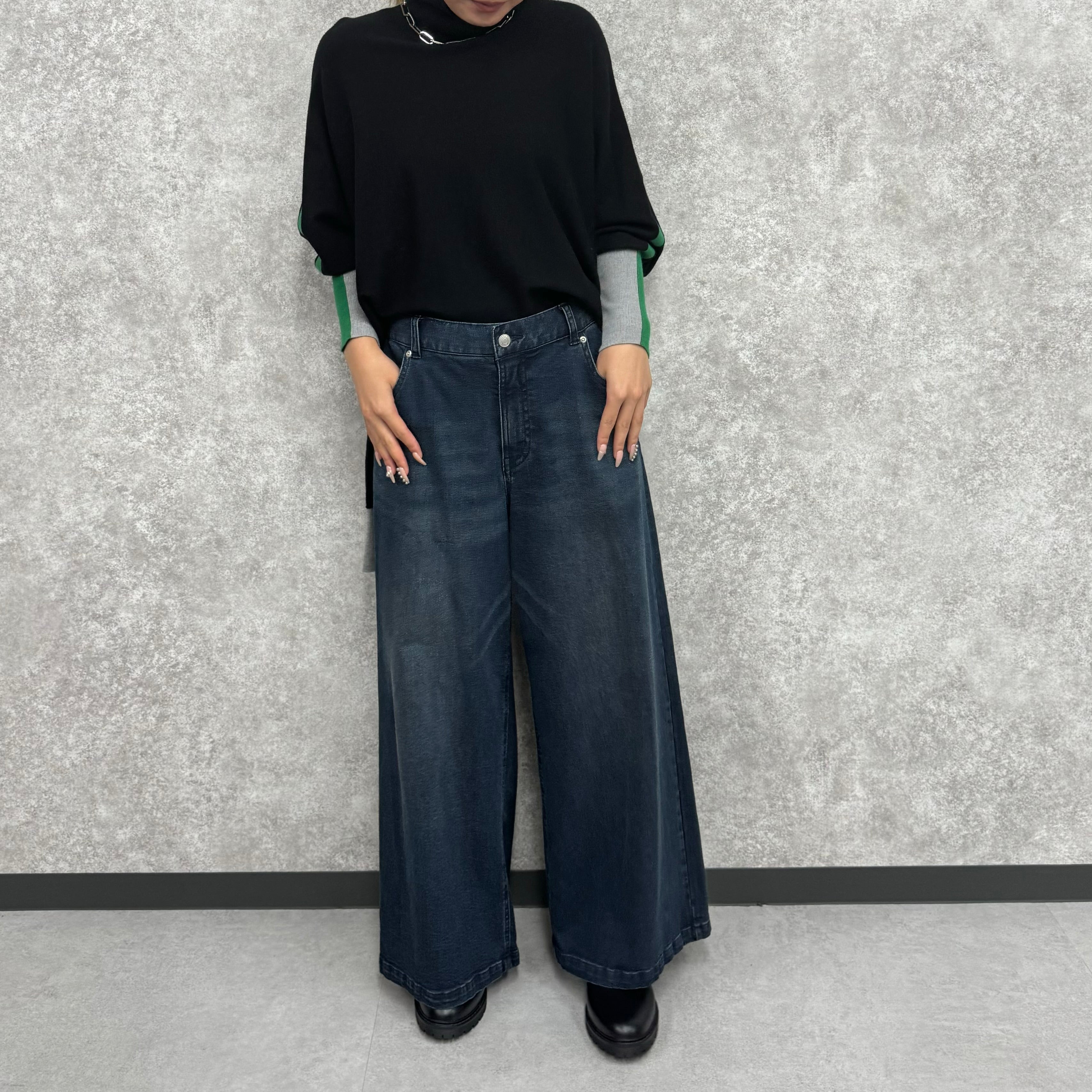 【PRIORITY】デニムパンツ インディゴ 裏起毛 38サイズ ※9月下旬より順次発送