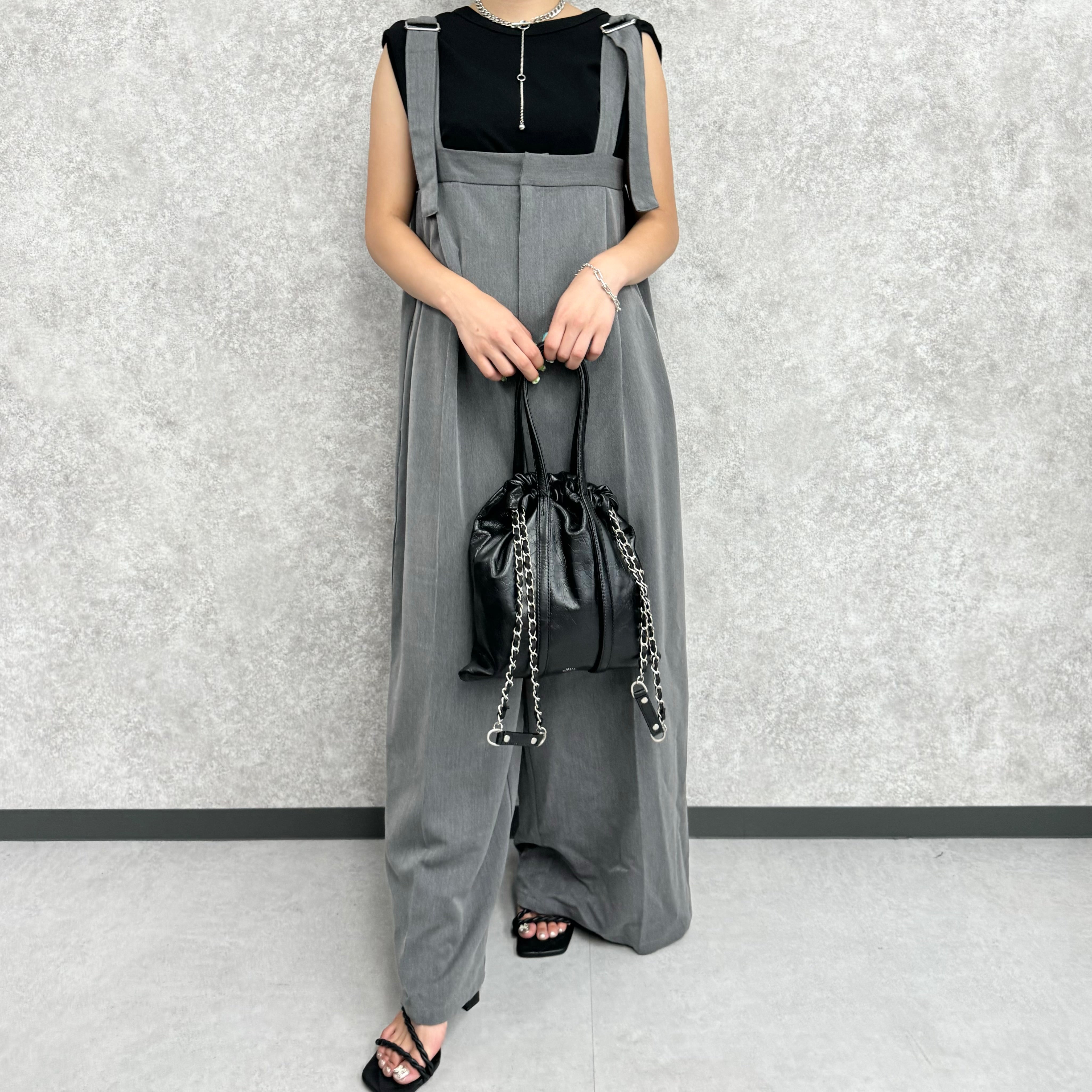 エステルツイルベルトサロペット -チャコール- ※11/12-18配送予定