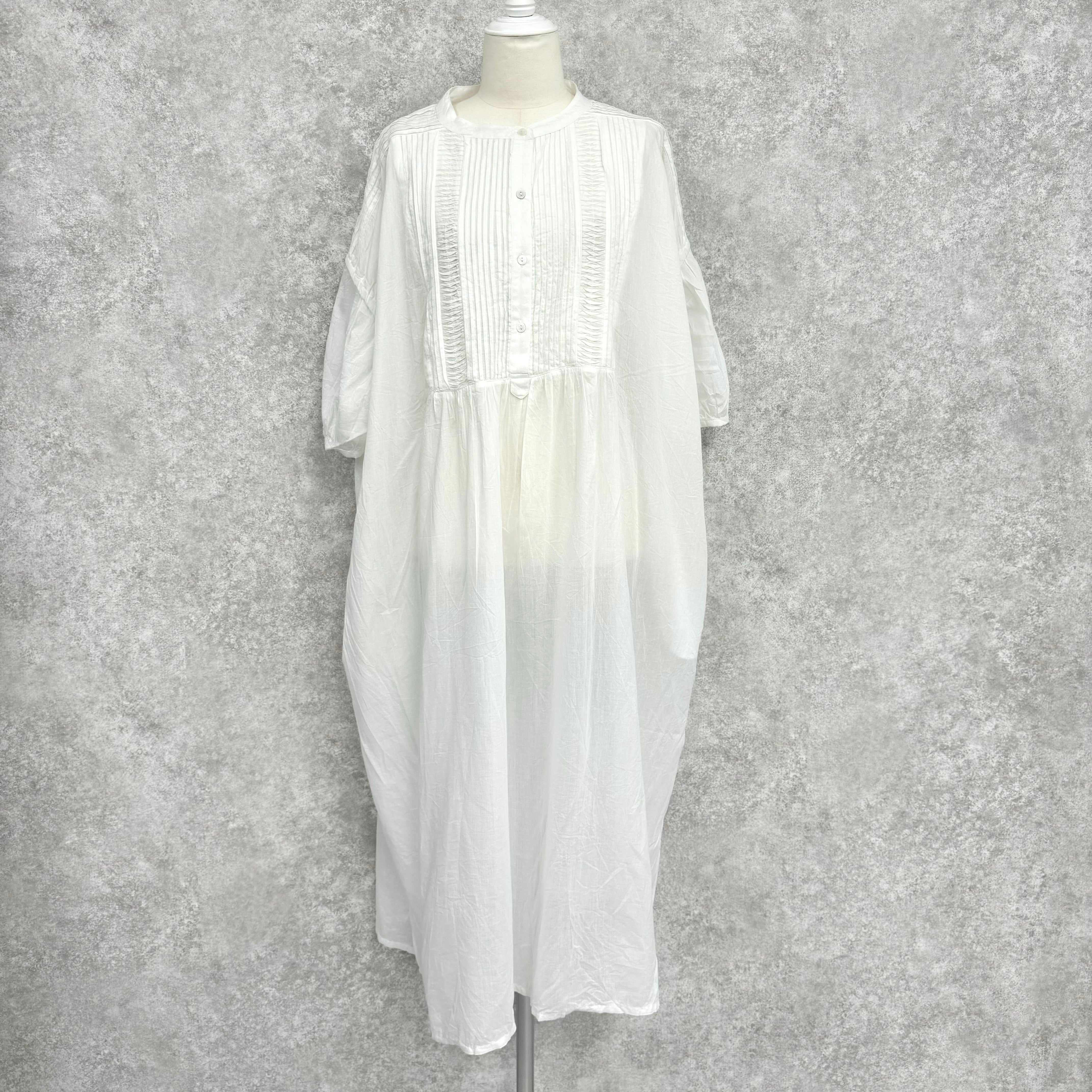【Teracce summer SALE 】ブザムピンタックルーズワンピース -オフホワイト- ※8/27-9/2より順次発送予定