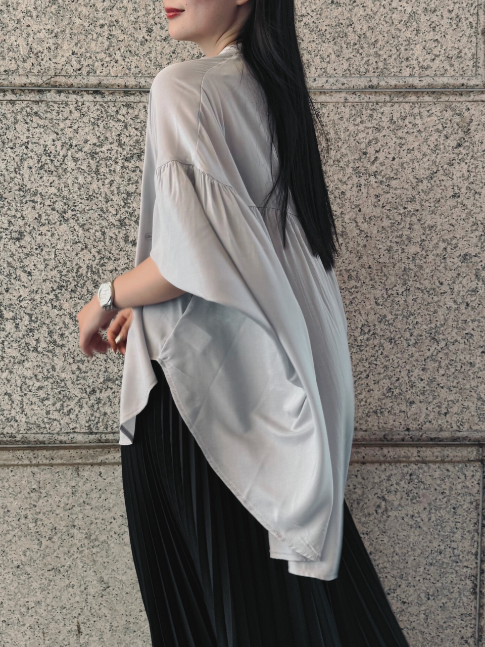 【ASYMM】COCOON FLOW SHIRT -blue gray- ※7/28〜8/1迄に順次発送