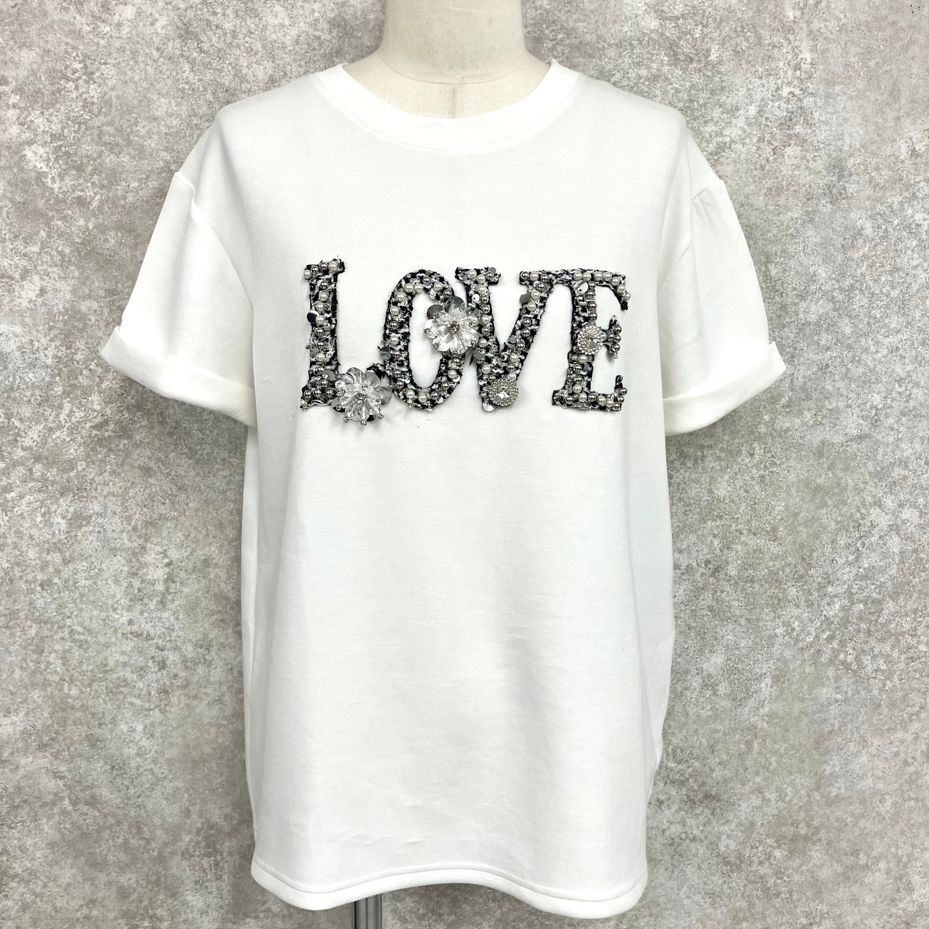 ビジューTシャツ -ホワイト- ※7/16〜22迄に順次発送予定