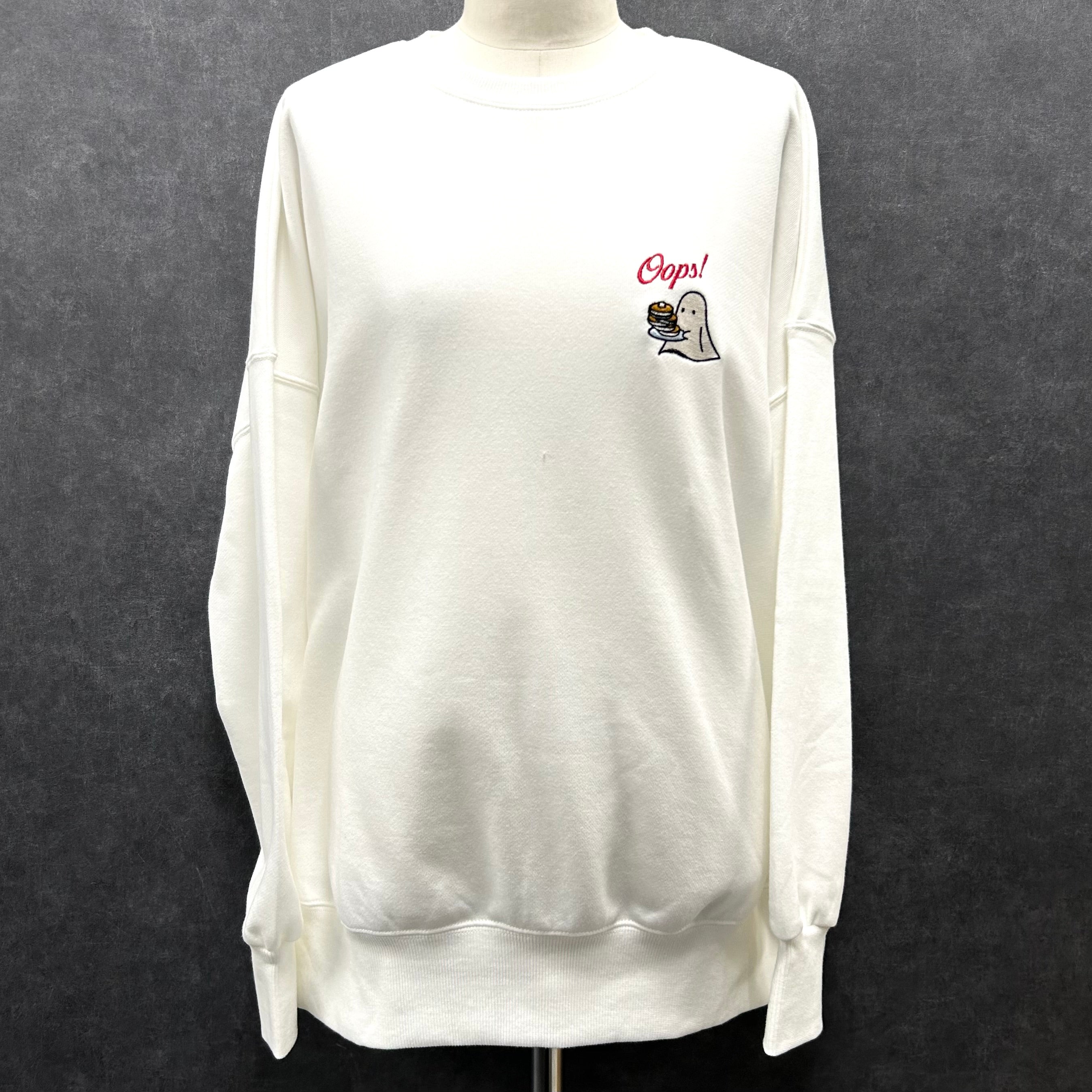 パンケーキおばけ刺繍&プリントビックプルオーバー -オフシロ- ※5/14~5/20迄に順次発送予定