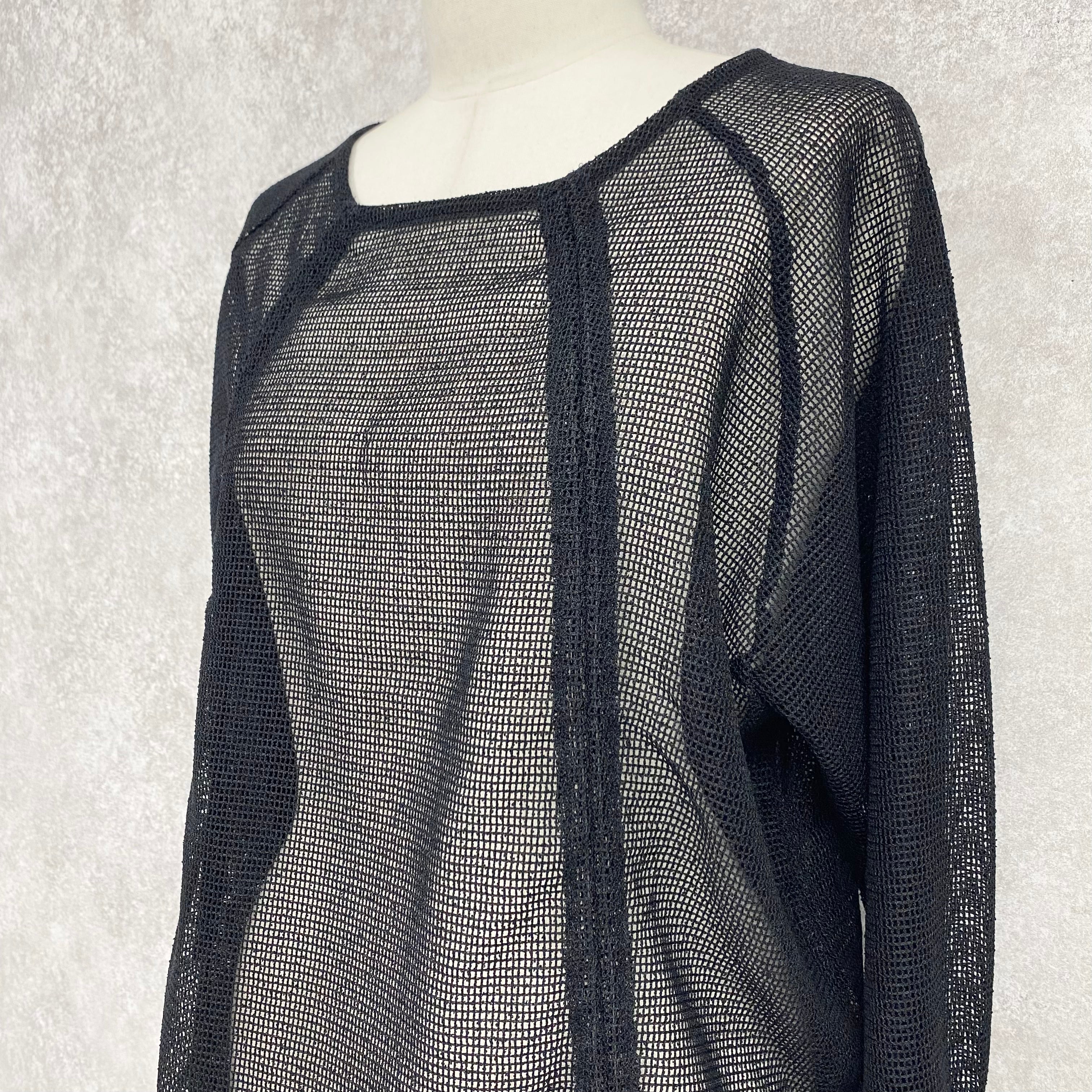 【ASYMM】TWIST LINE MESH TOPS -black- ※8/6〜12迄に順次発送予定
