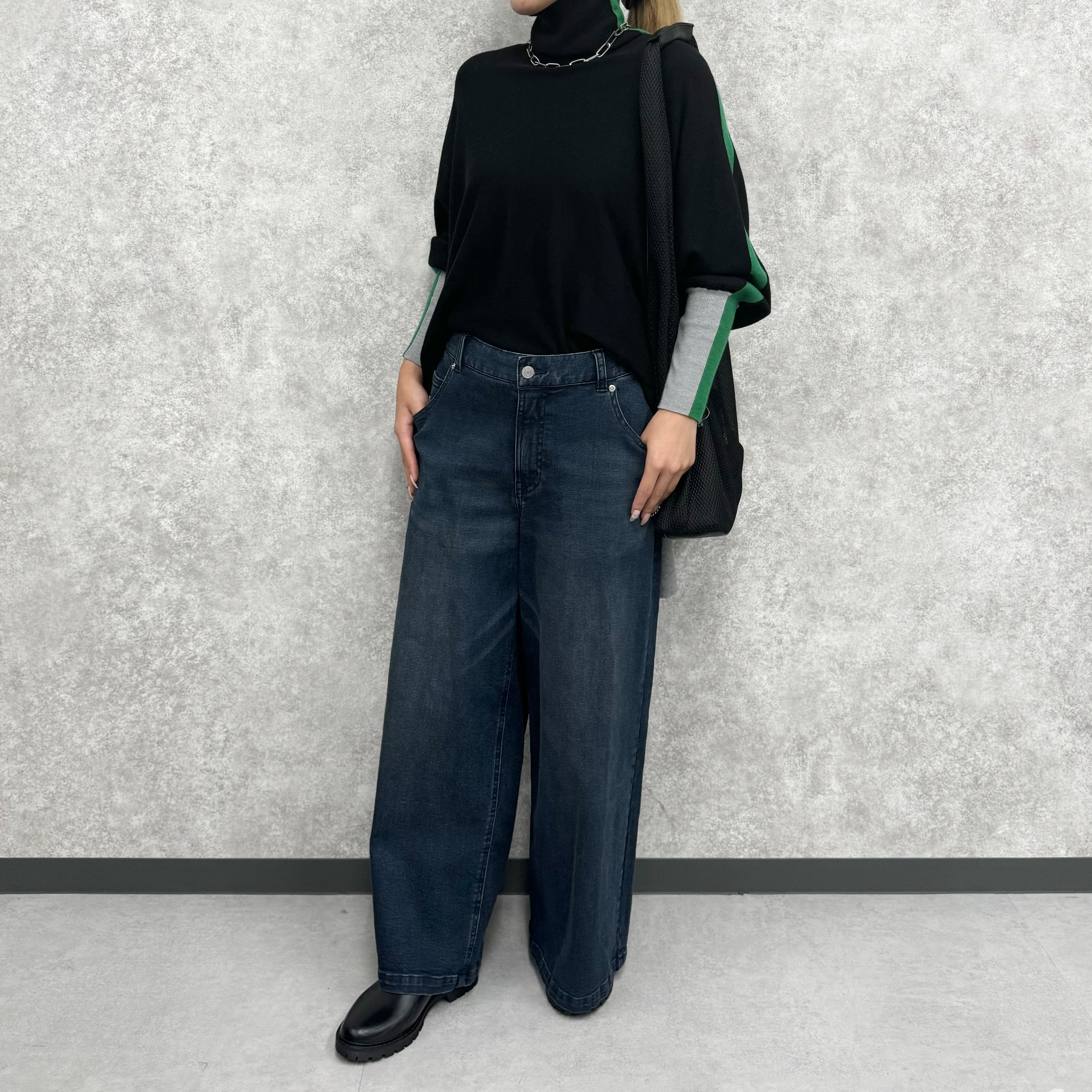 【PRIORITY】デニムパンツ インディゴ 裏起毛 38サイズ ※9月下旬より順次発送
