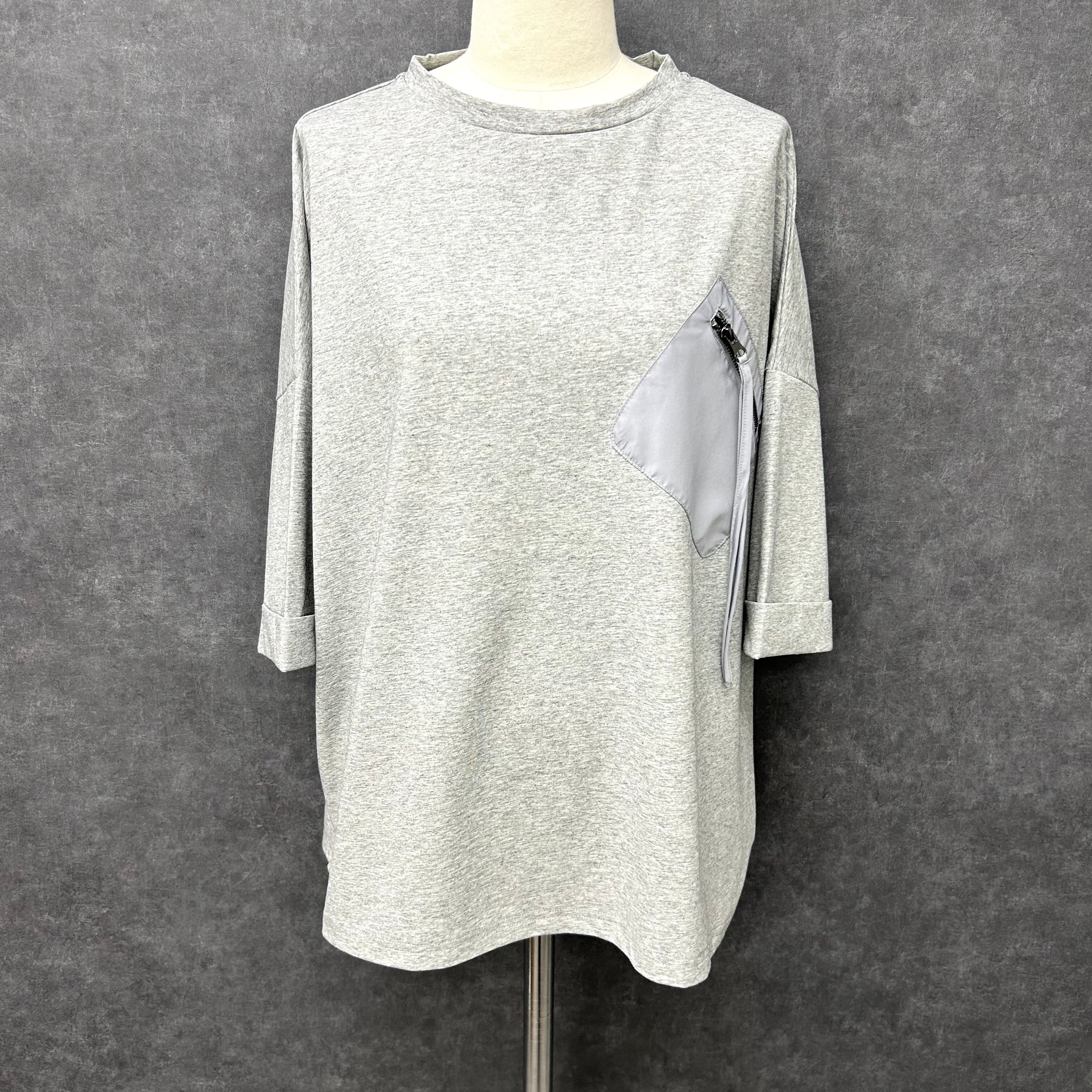 【Ashley &Bros】胸ポッケzip tee -グレー- ※10/22-28より順次発送予定